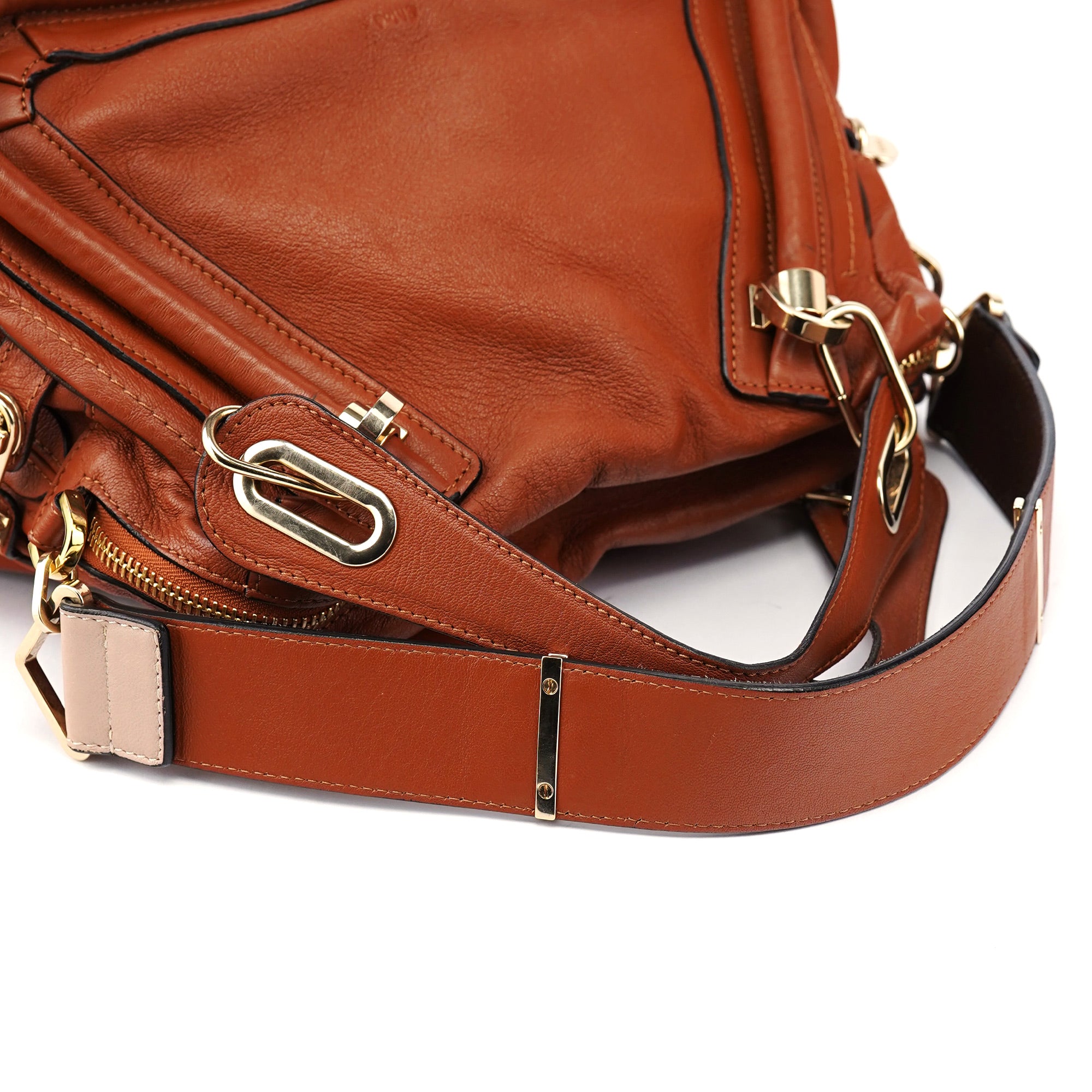 Chloé Paraty 2-Way Schultertasche aus hellbraunem Leder
