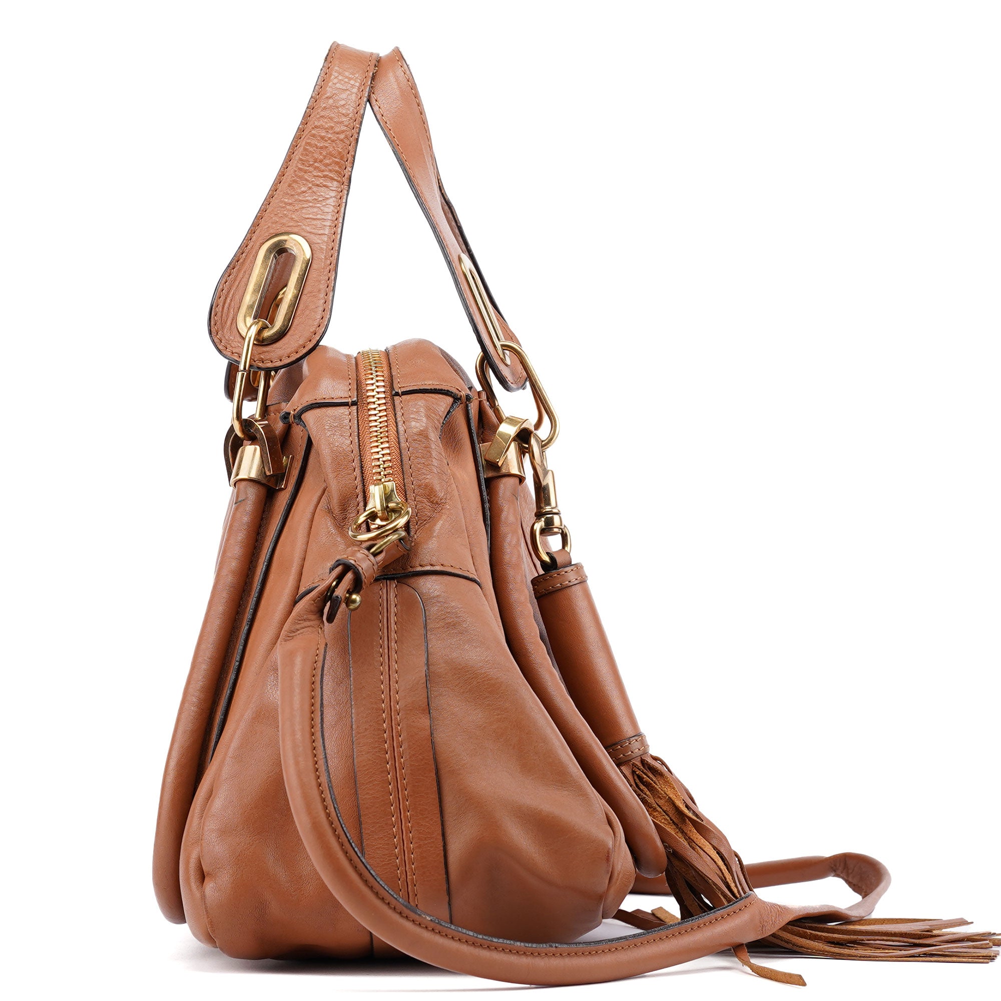 Chloé Paraty 2-Way Schultertasche aus hellbraunem Leder