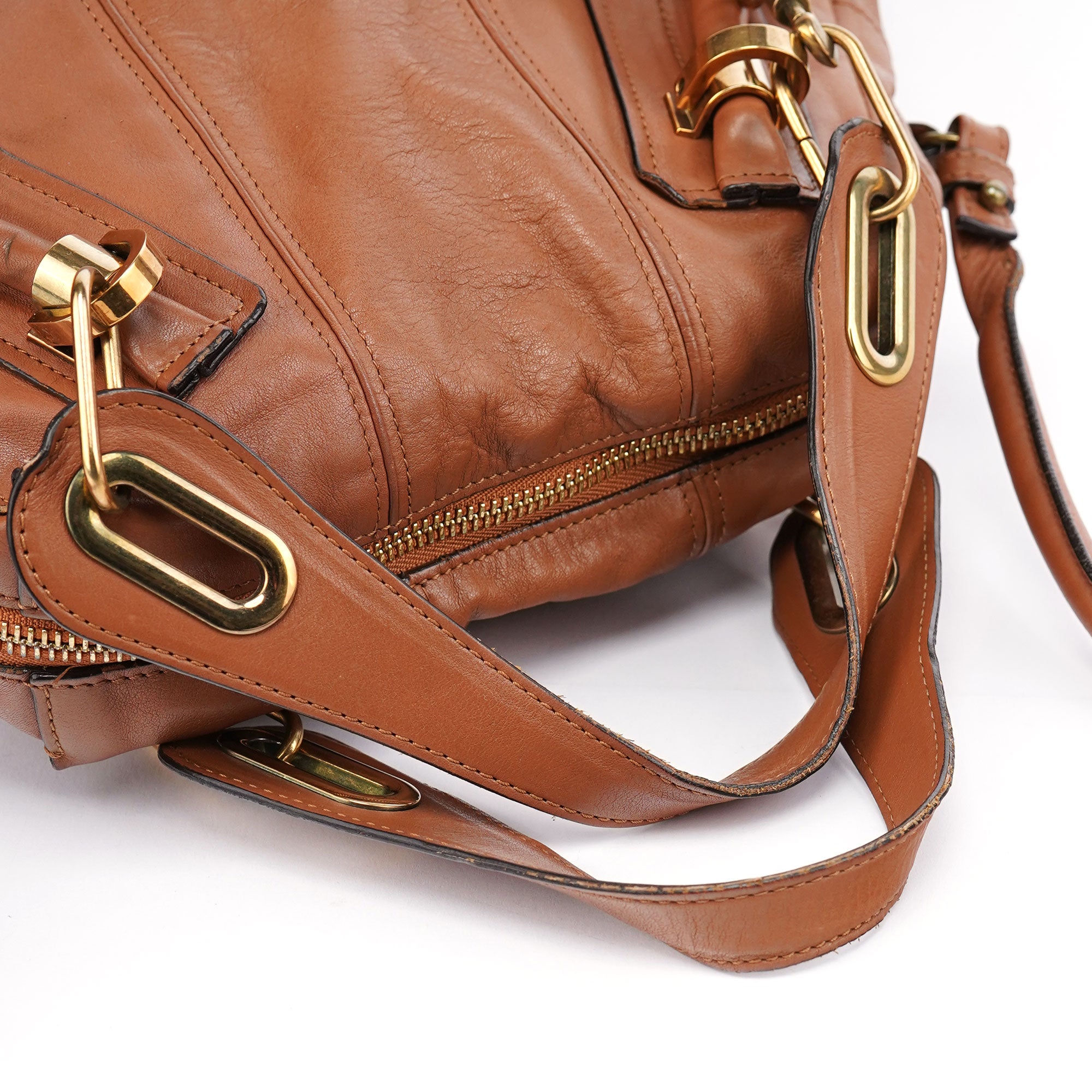 Chloé Paraty 2-Way Schultertasche aus hellbraunem Leder