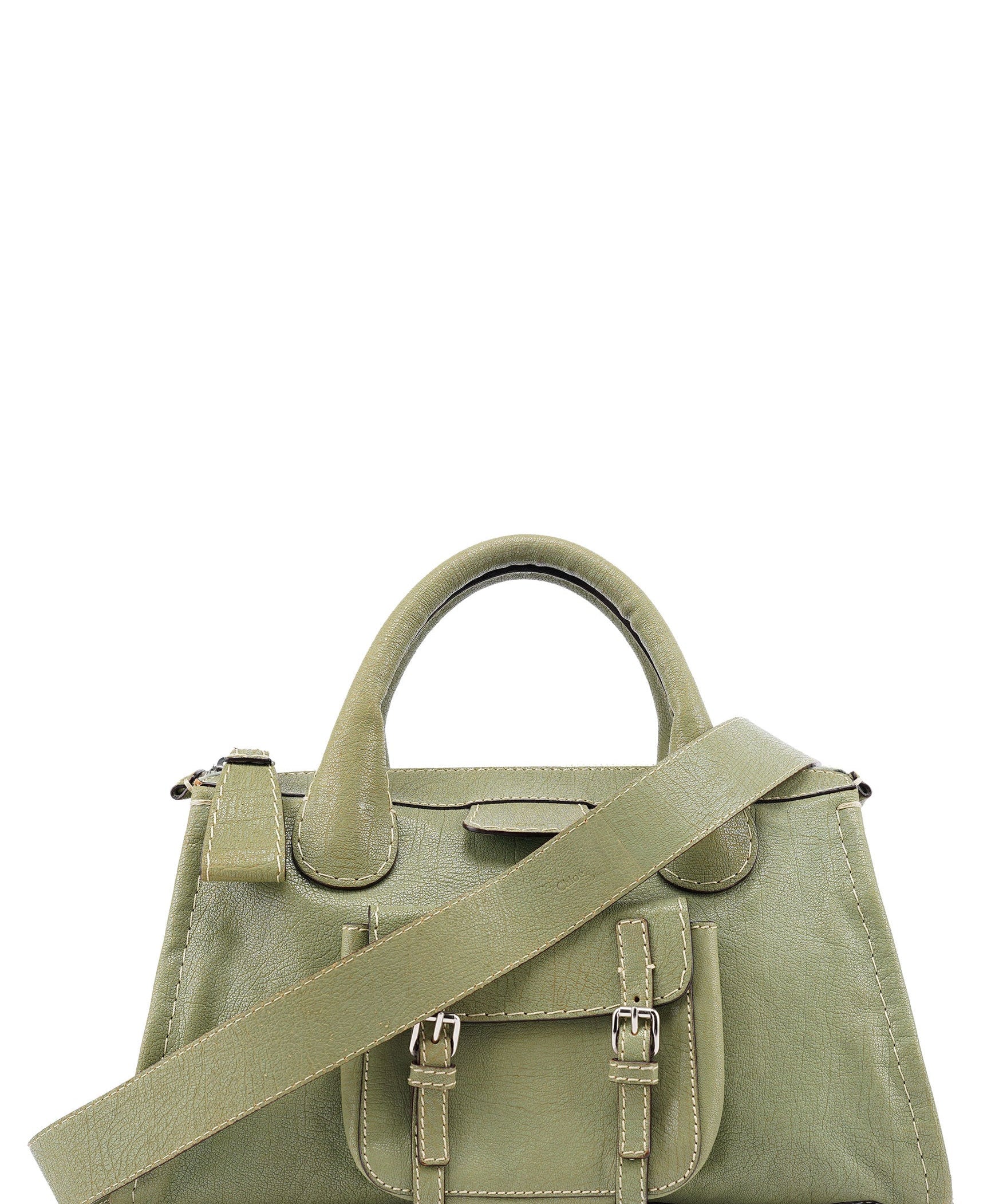 Chloé Light Green Leather Edith 2-Way Tote Bag