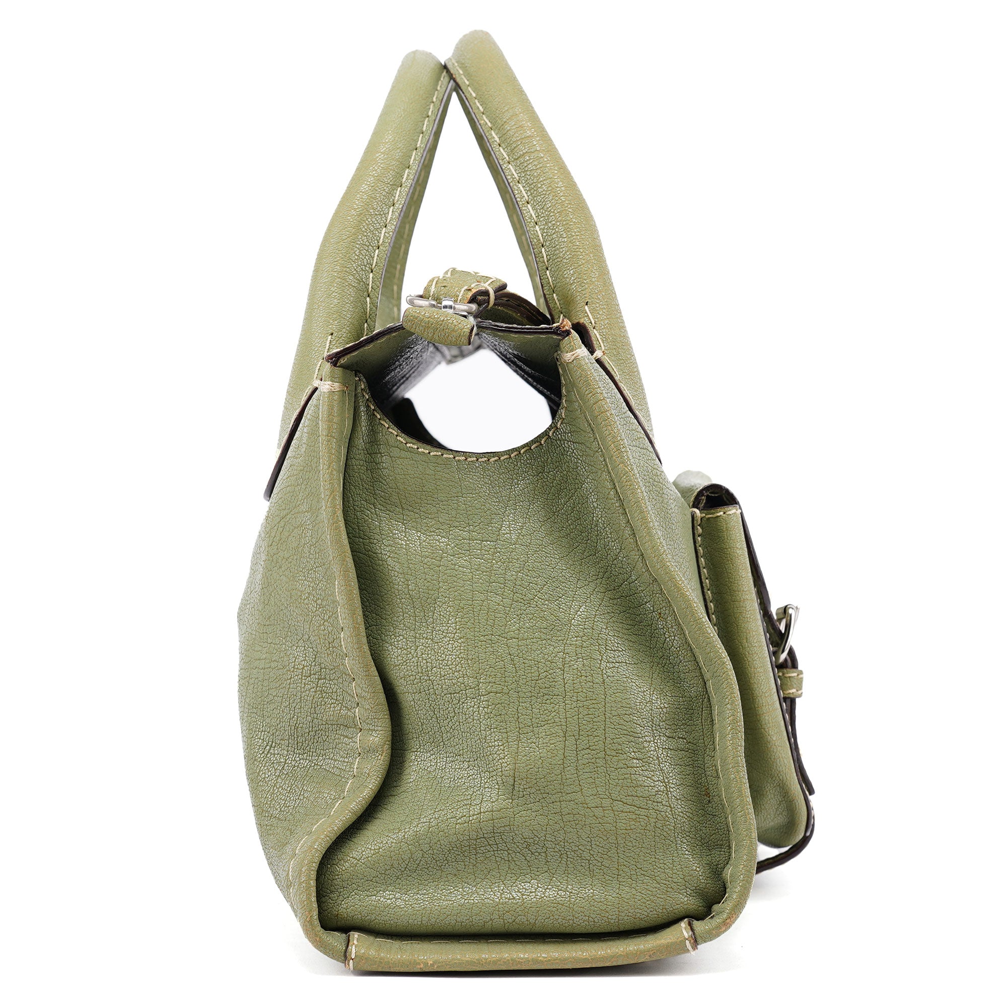 Chloé Light Green Leather Edith 2-Way Tote Bag