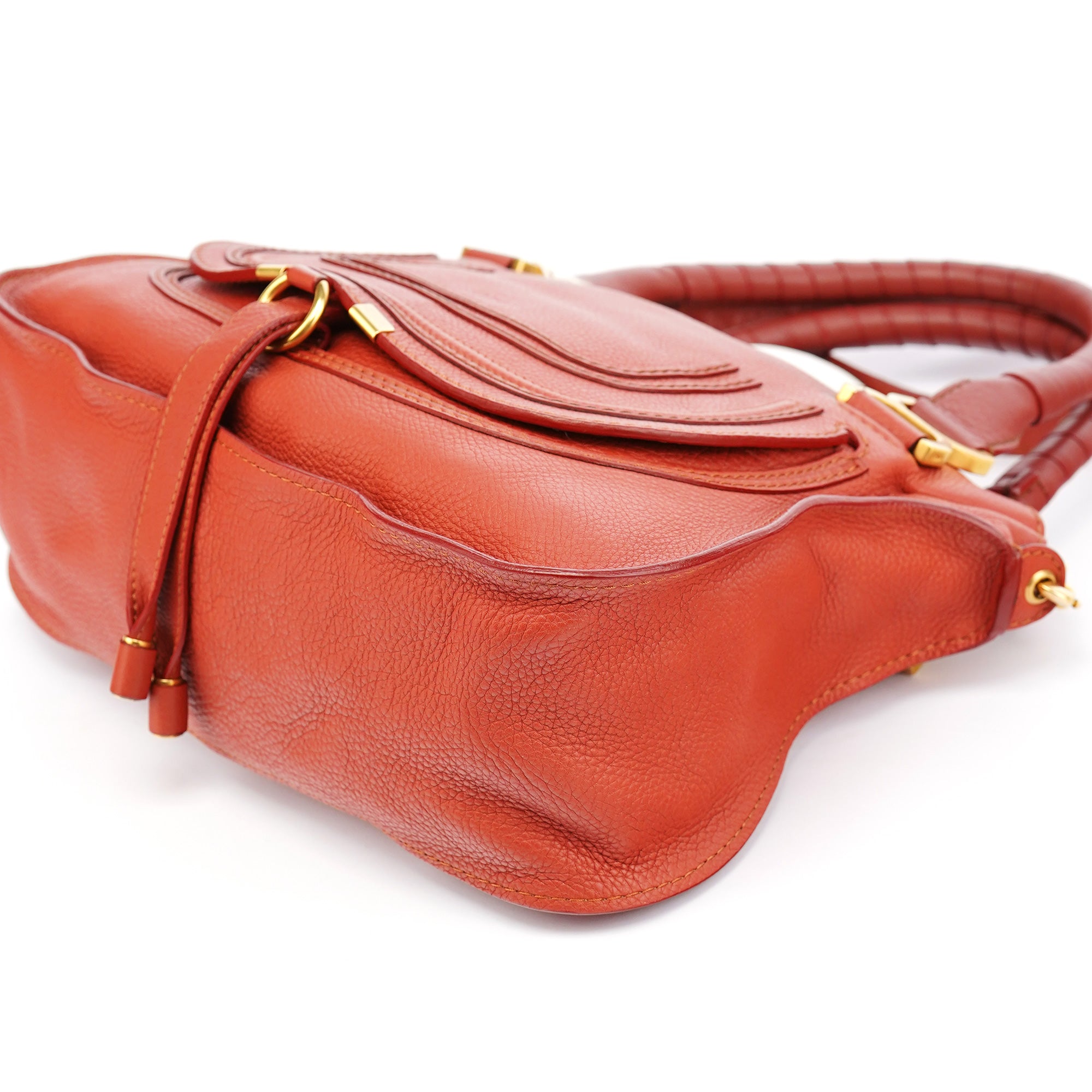Chloé Marcie 2-Way Tasche aus ahornrotem Leder