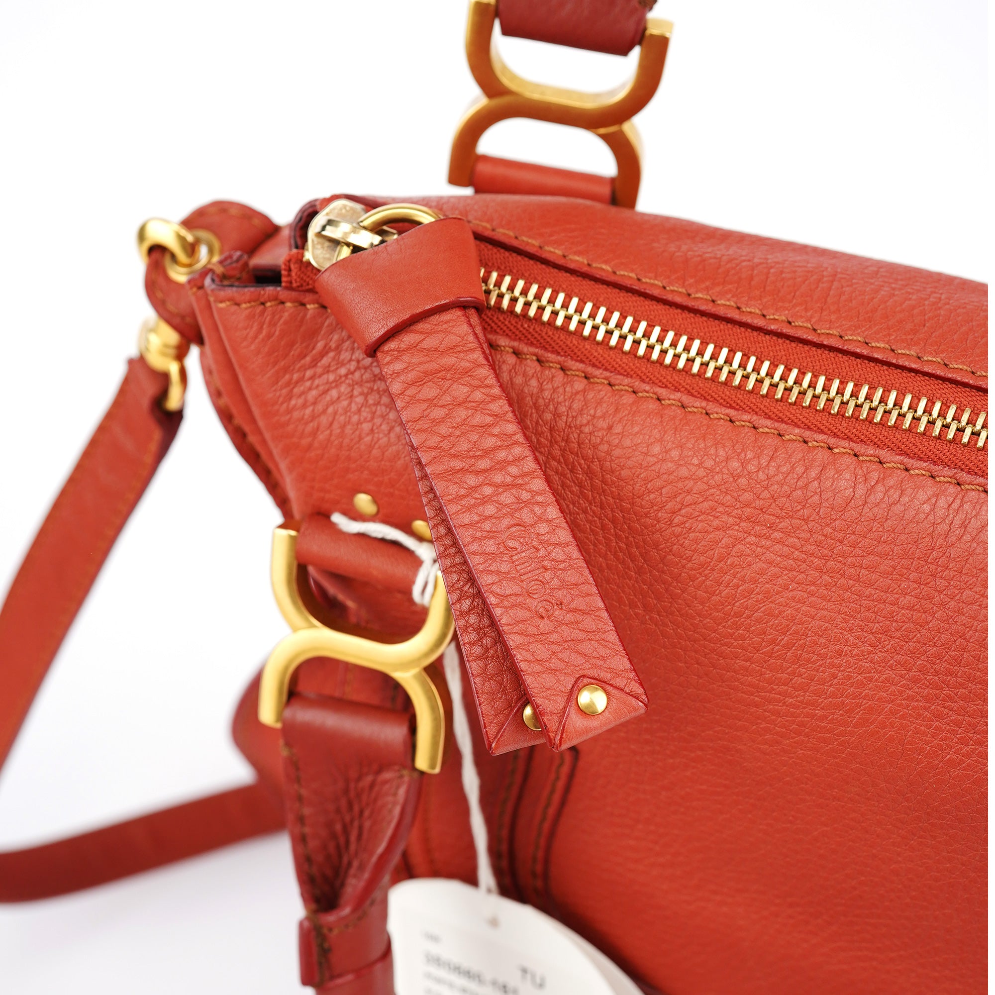 Chloé Marcie 2-Way Tasche aus ahornrotem Leder