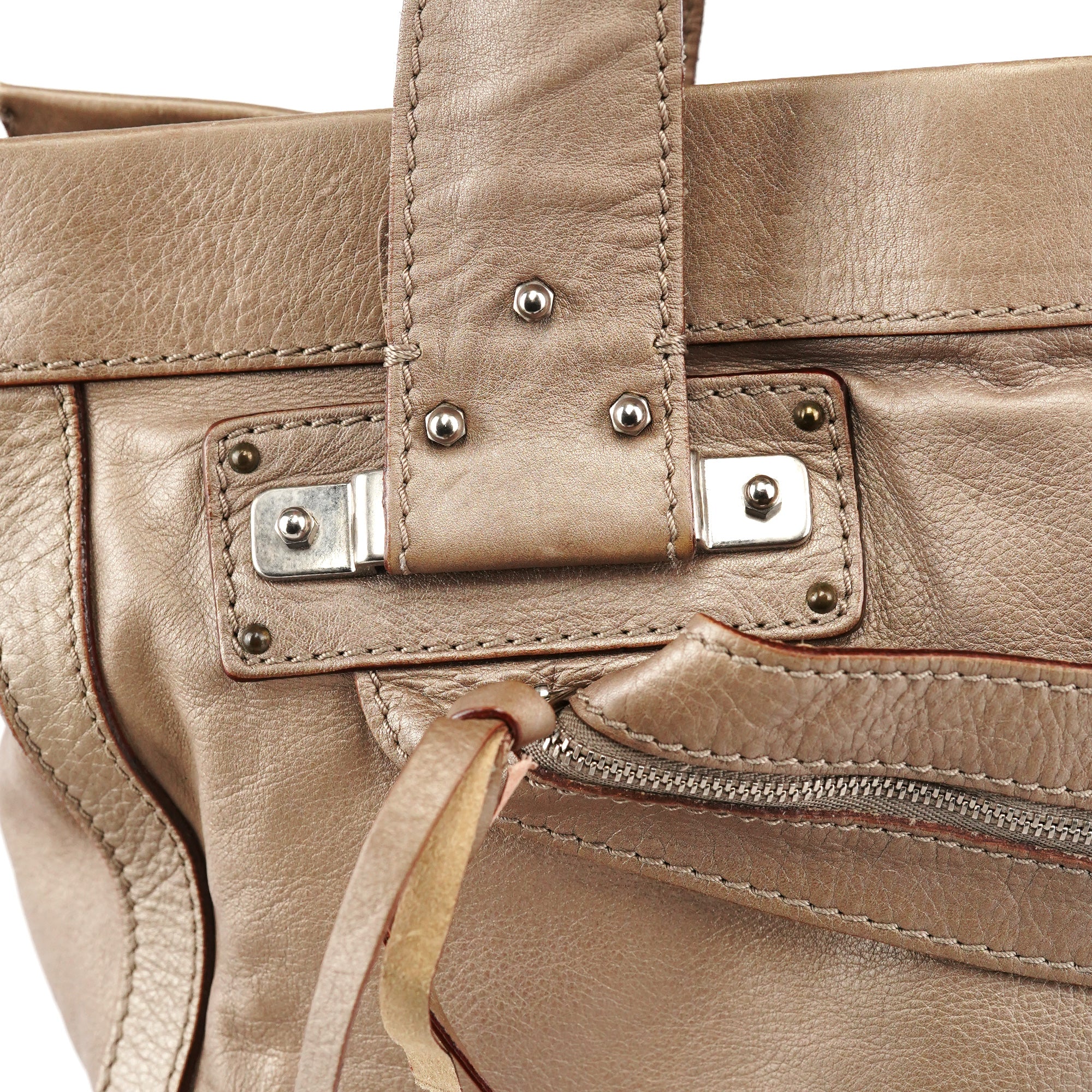 Chloé Sac cabas Tracy en cuir métallisé