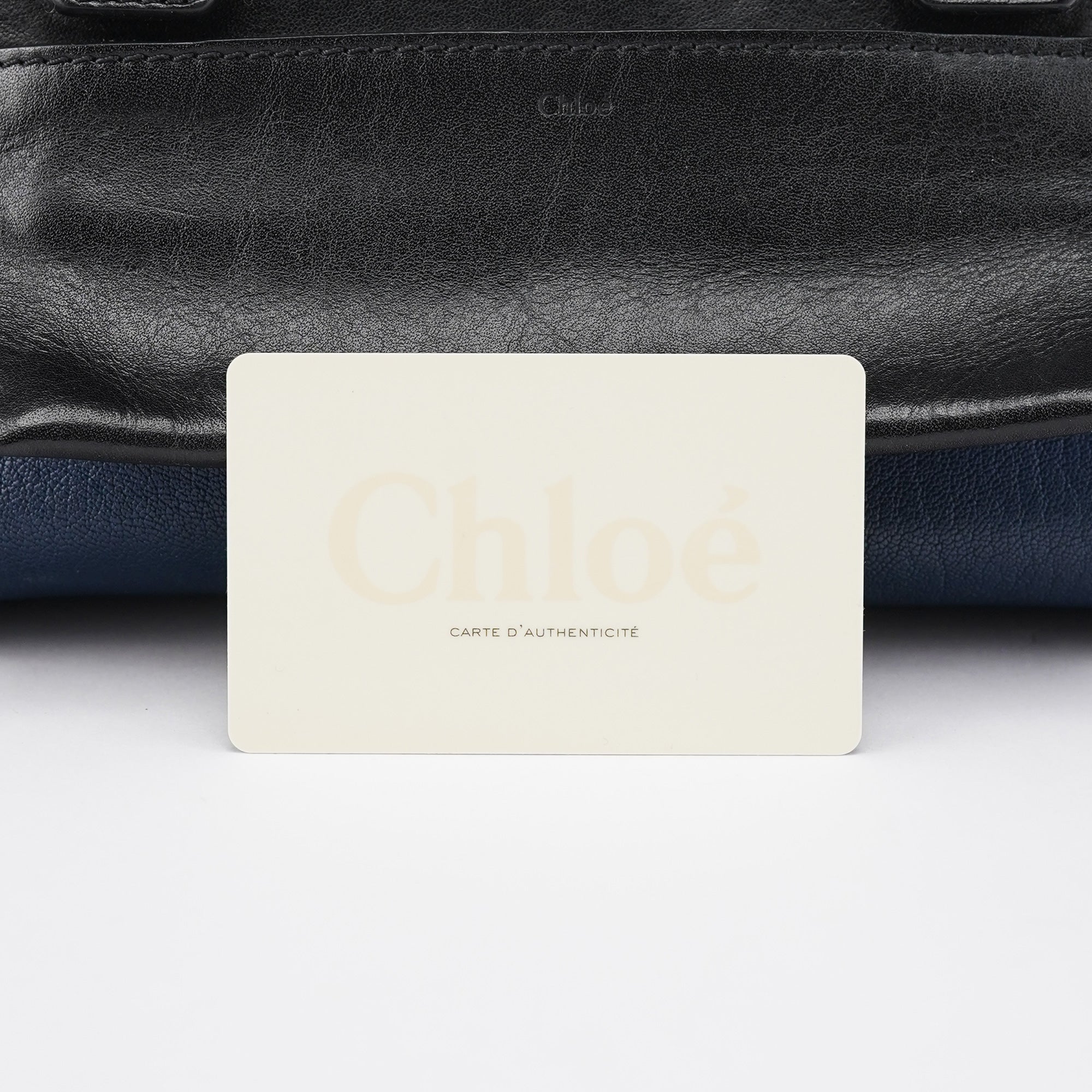 Chloé Navy Black Leather Tote Bag