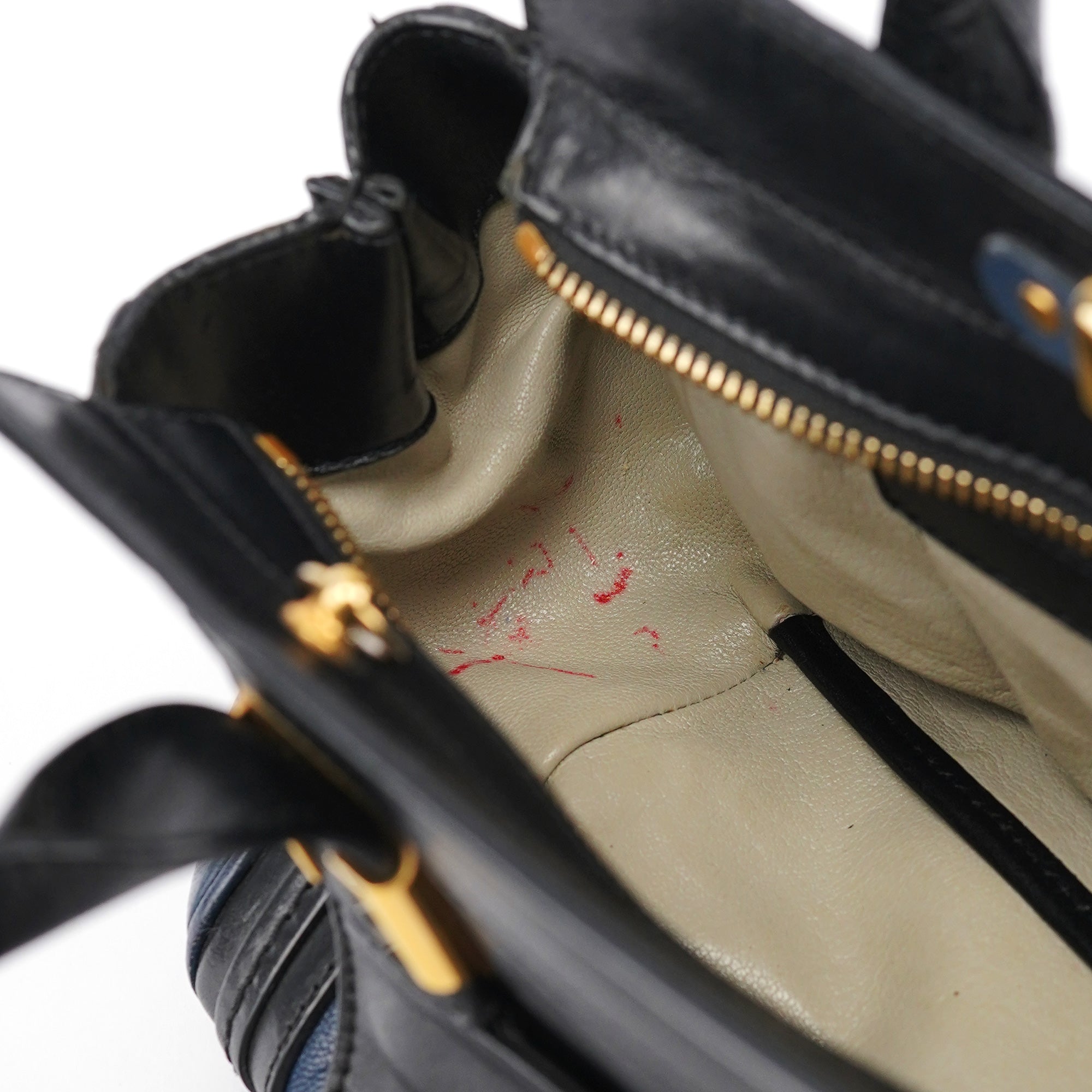 Chloé Navy Black Leather Tote Bag