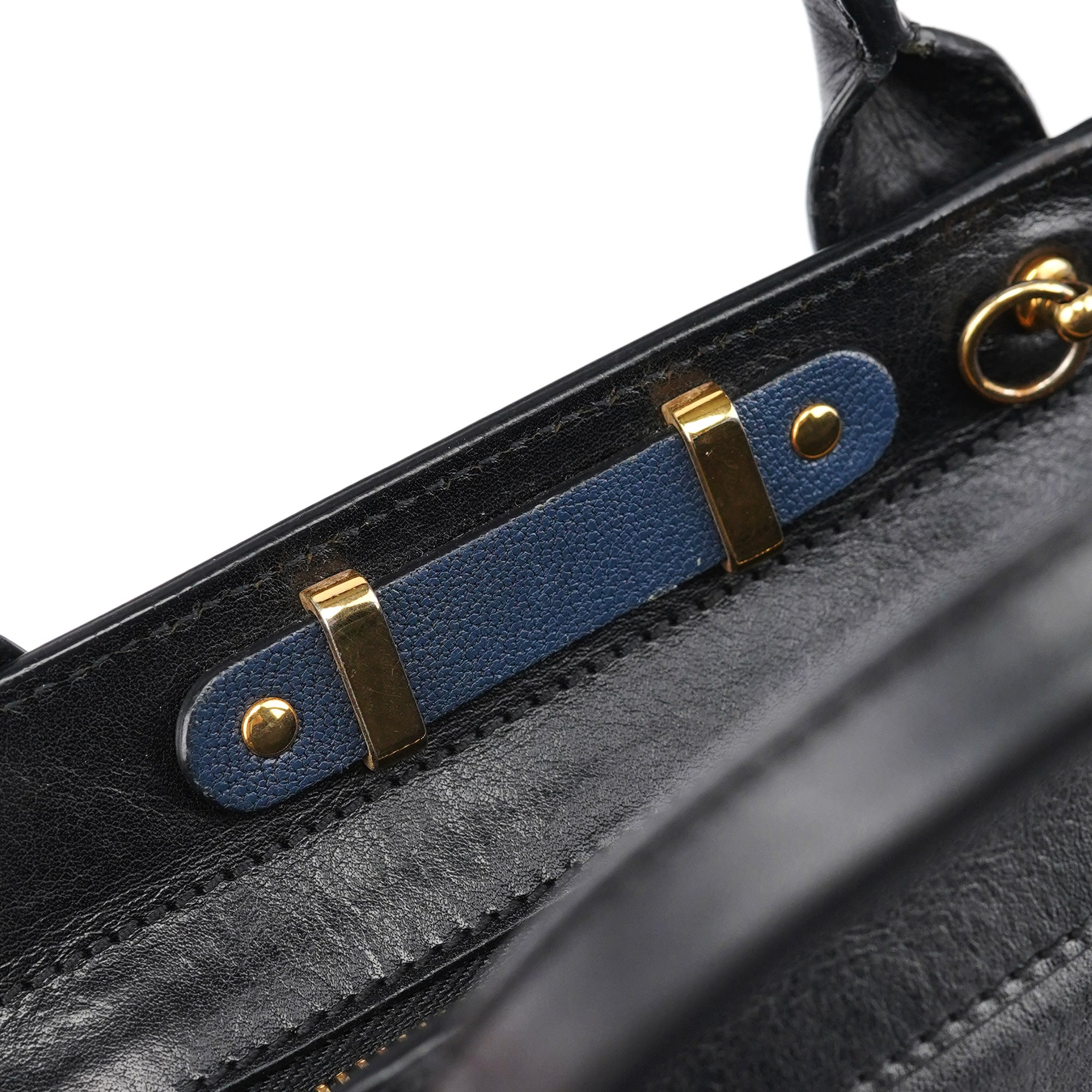Chloé Navy Black Leather Tote Bag
