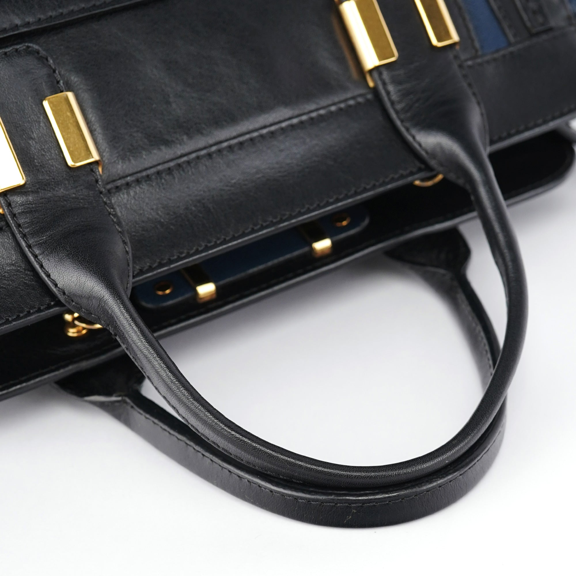 Chloé Navy Black Leather Tote Bag