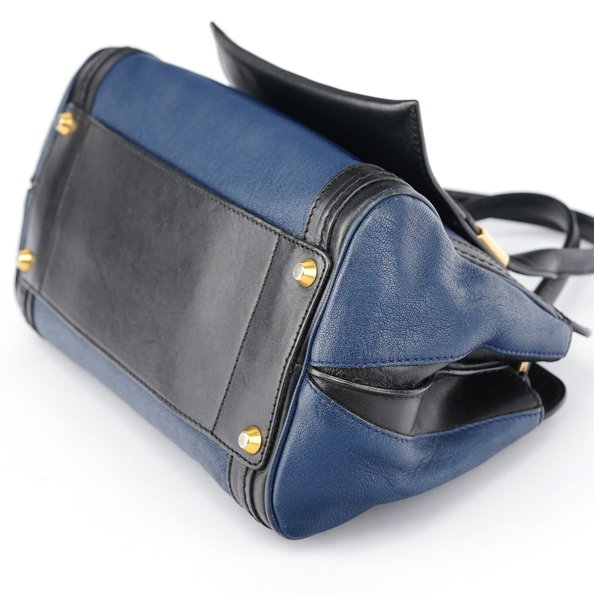 Chloé Navy Black Leather Tote Bag