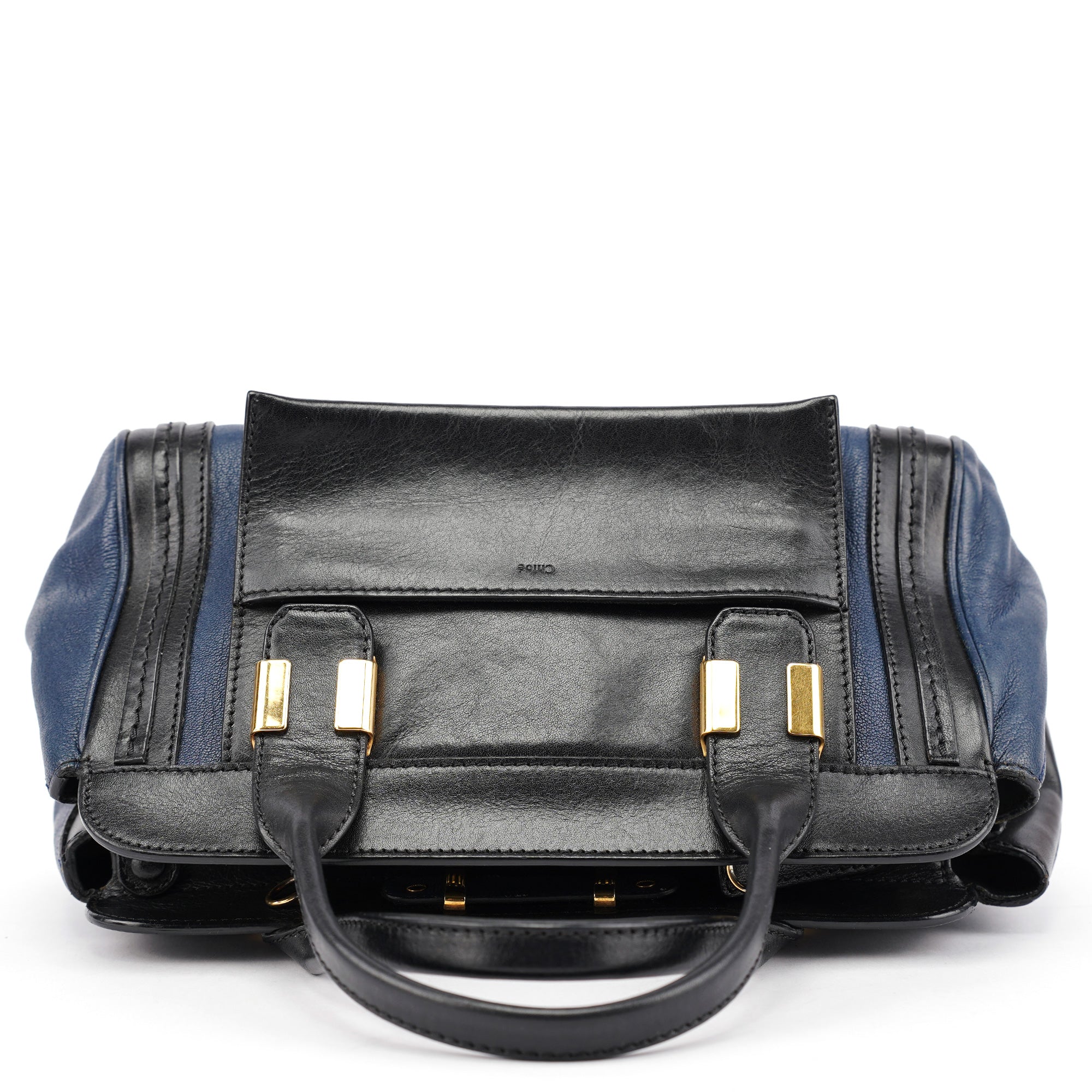 Chloé Navy Black Leather Tote Bag