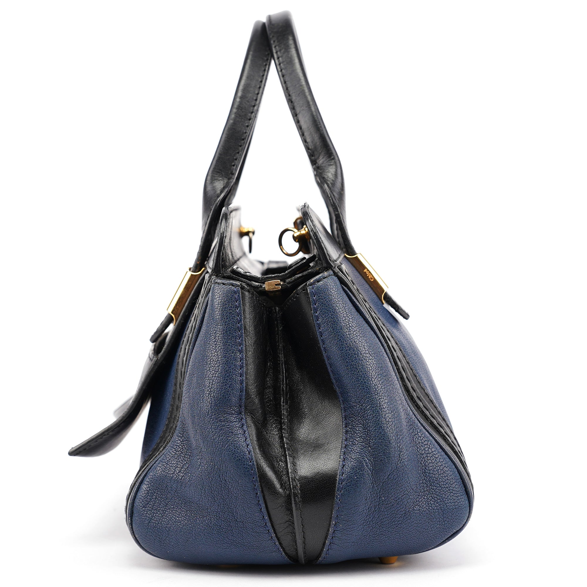 Chloé Navy Black Leather Tote Bag