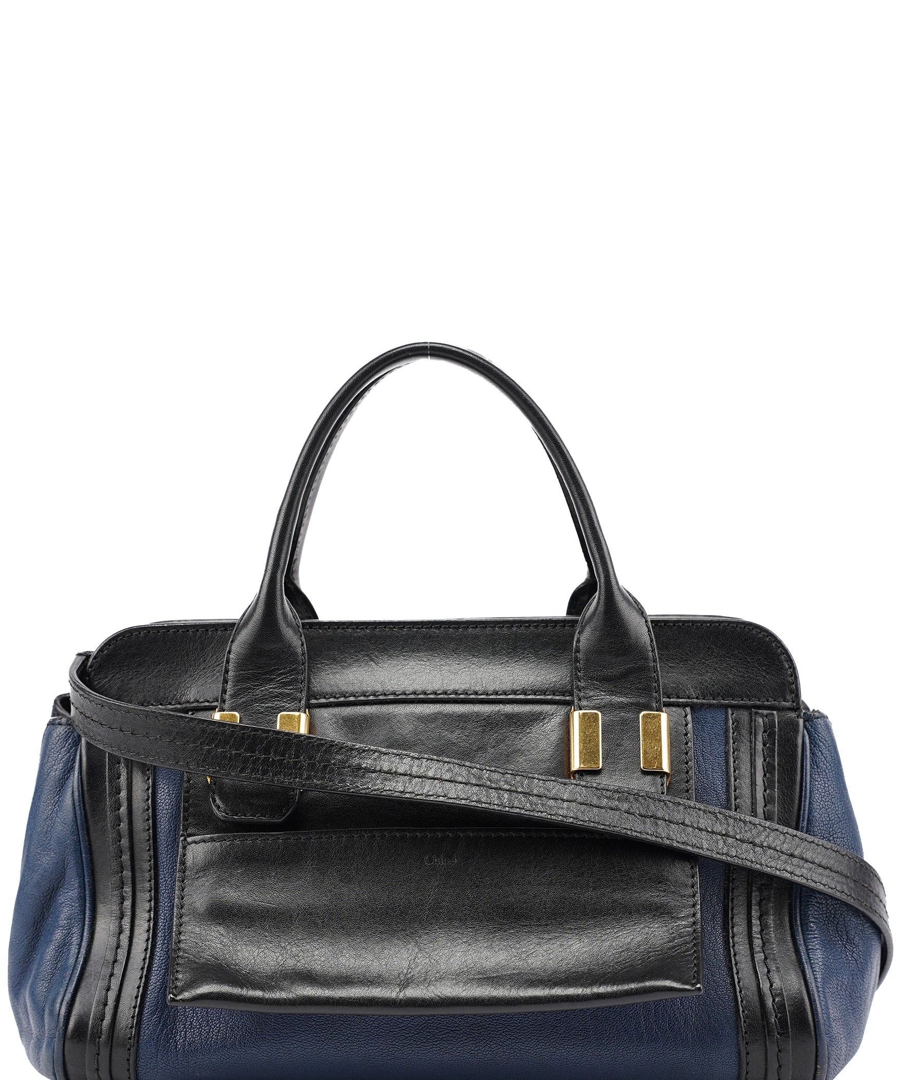 Chloé Navy Black Leather Tote Bag