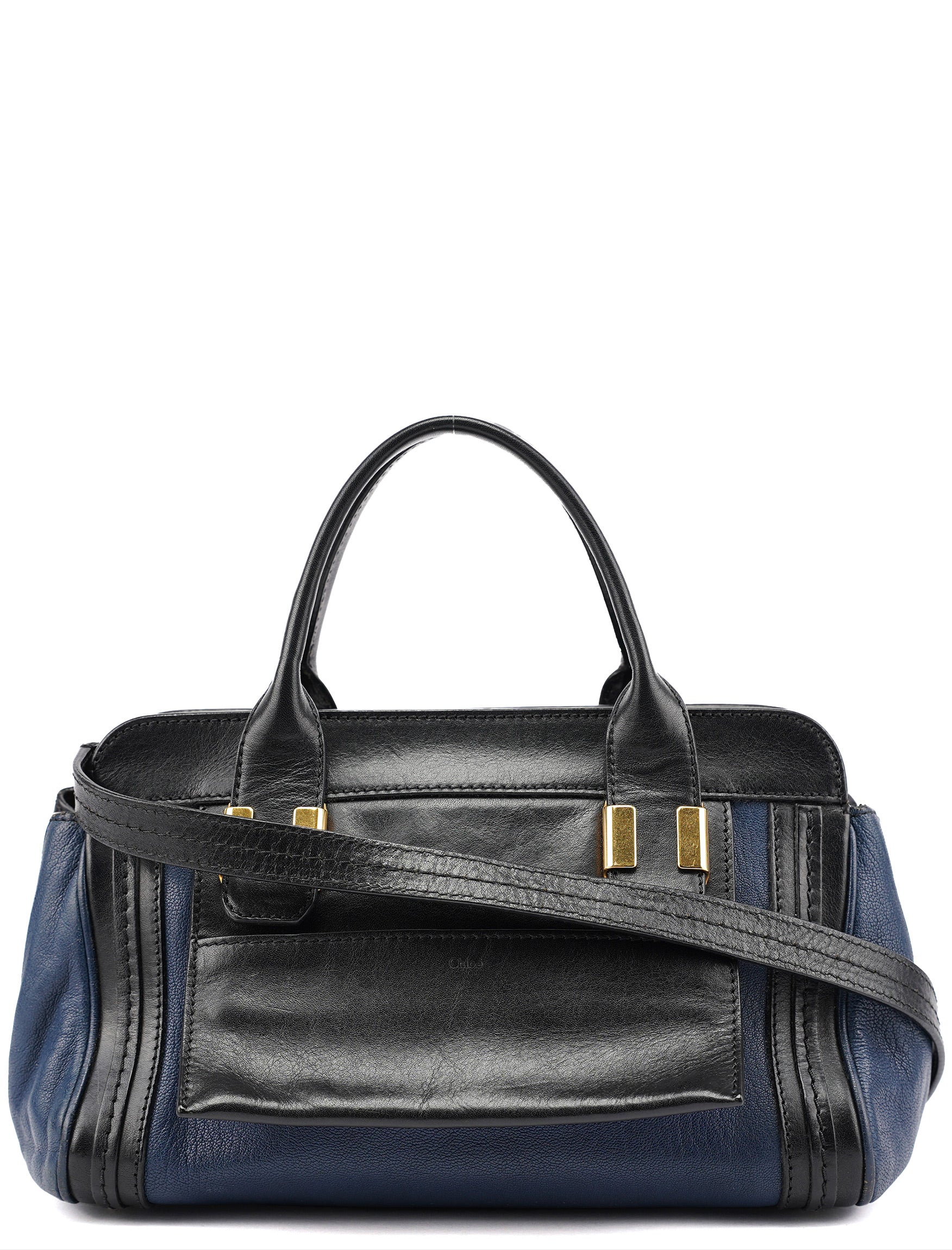 Chloé Navy Black Leather Tote Bag