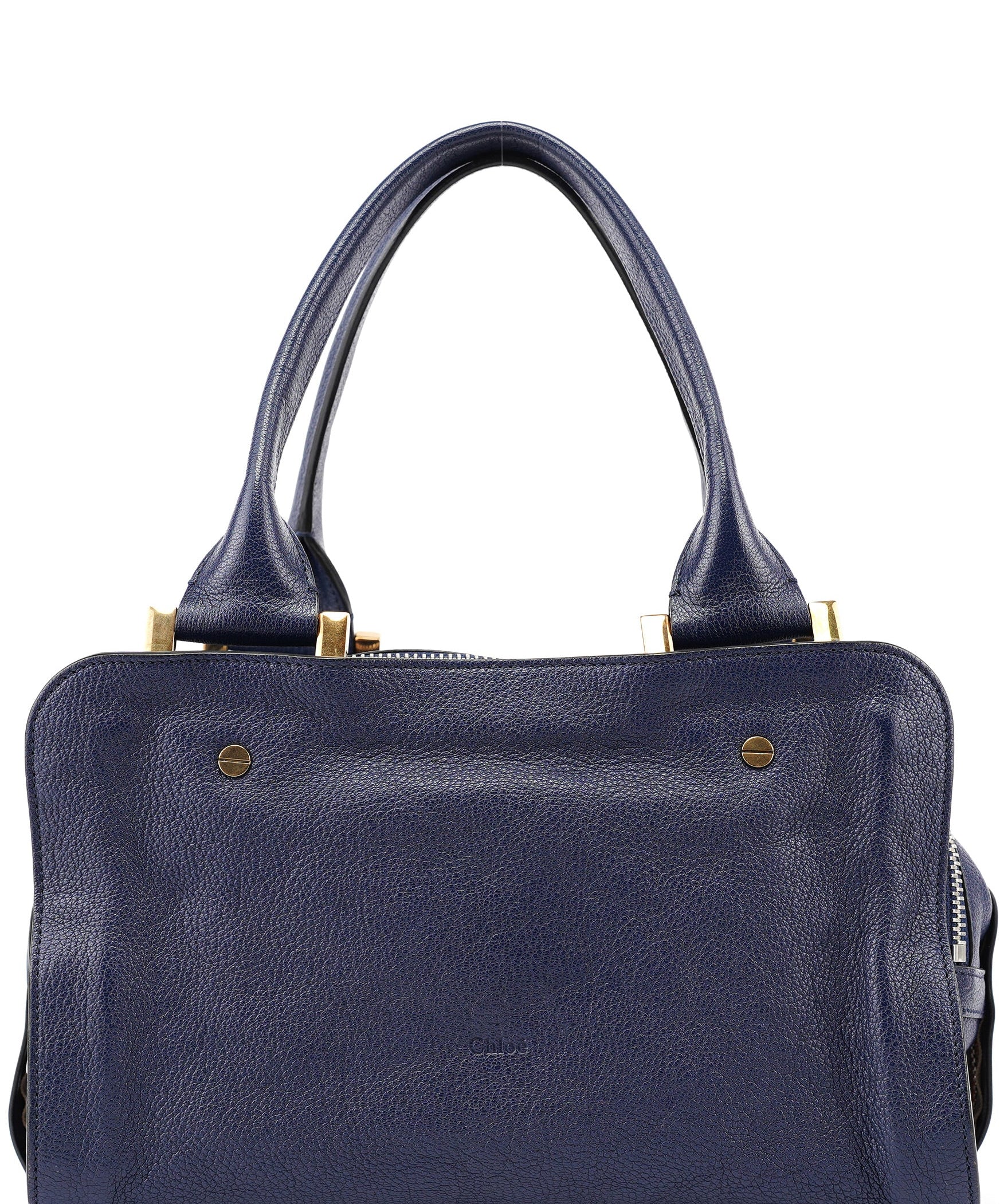 Chloé Navy Blue Lambskin Leather Tote Bag