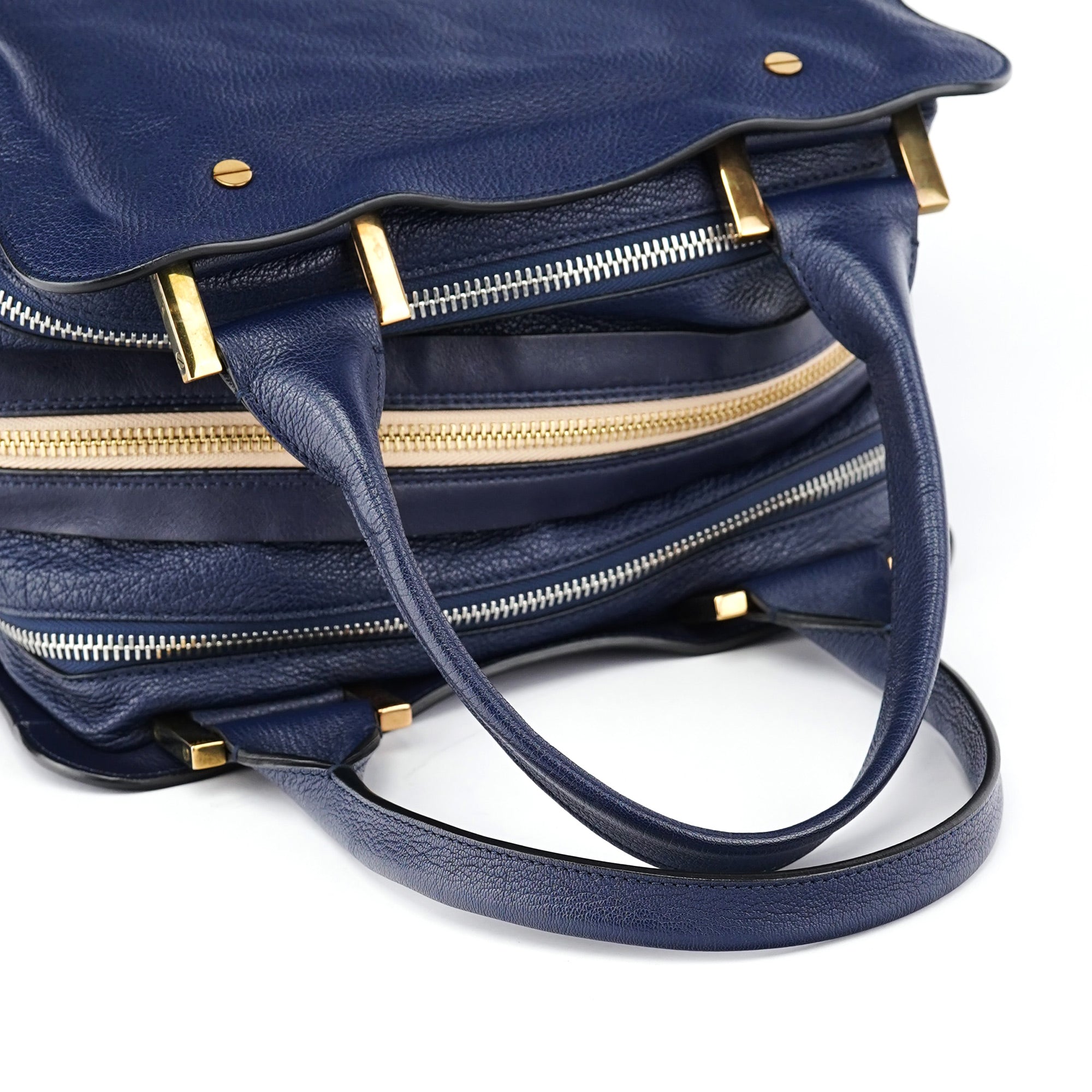 Chloé Navy Blue Lambskin Leather Tote Bag
