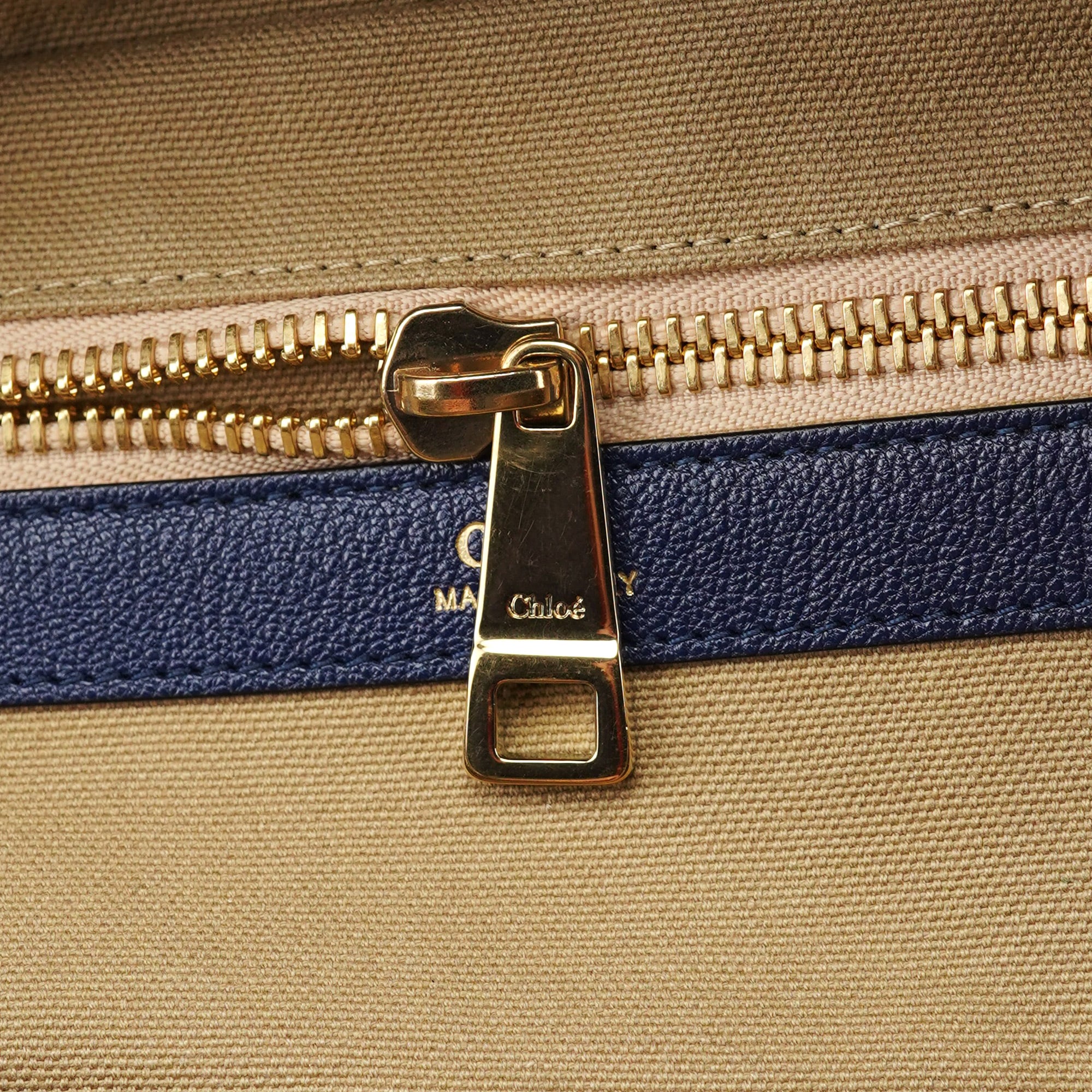 Chloé Navy Blue Lambskin Leather Tote Bag