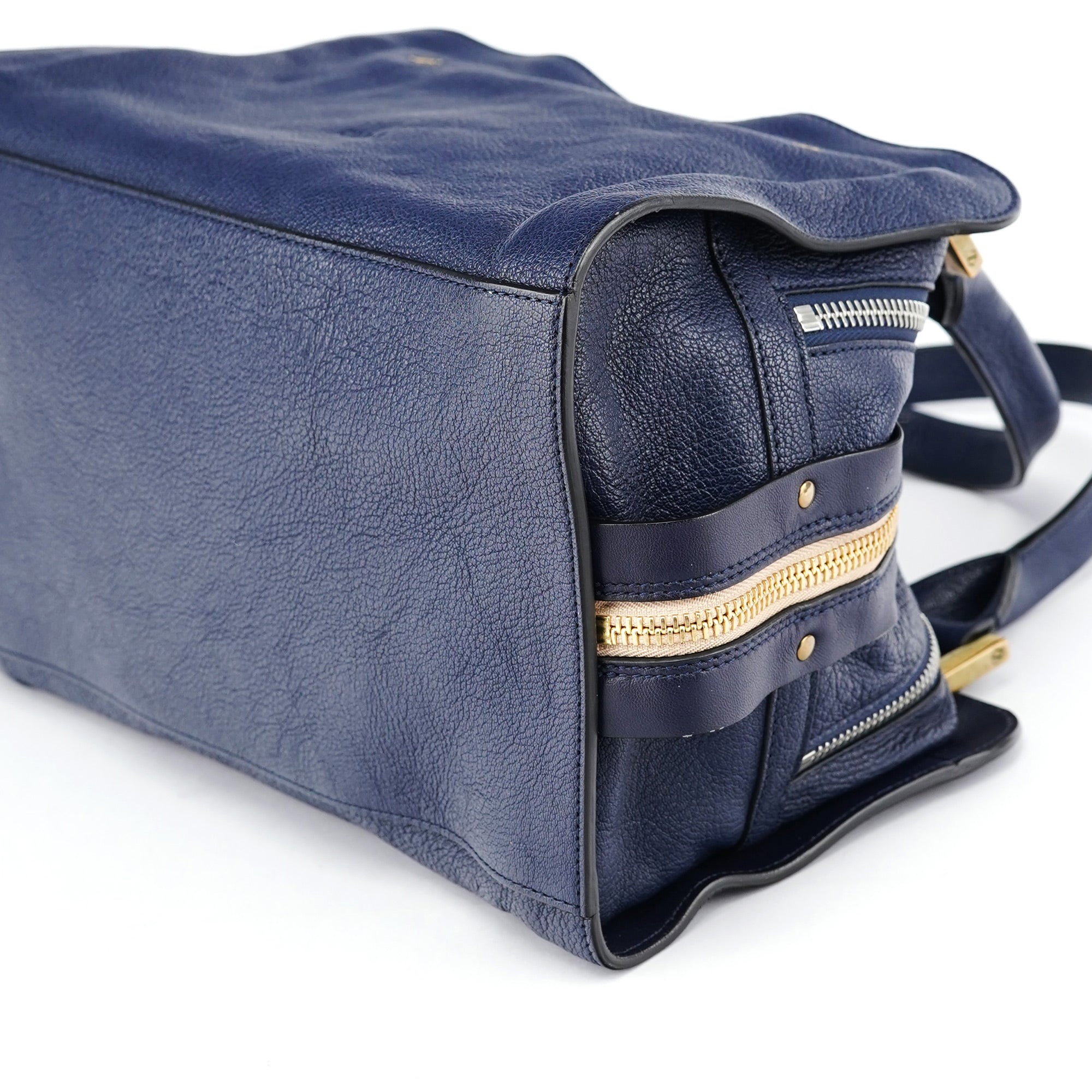 Chloé Navy Blue Lambskin Leather Tote Bag