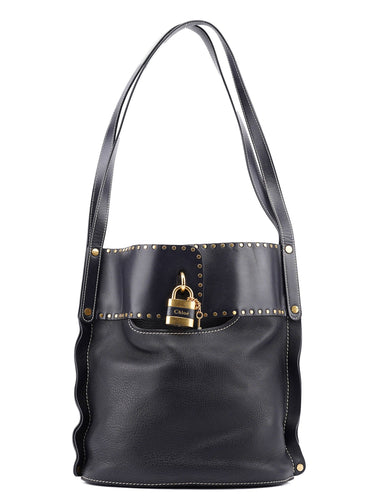 Chloe Navy Blue Lambskin Paddington Shoulder Bag