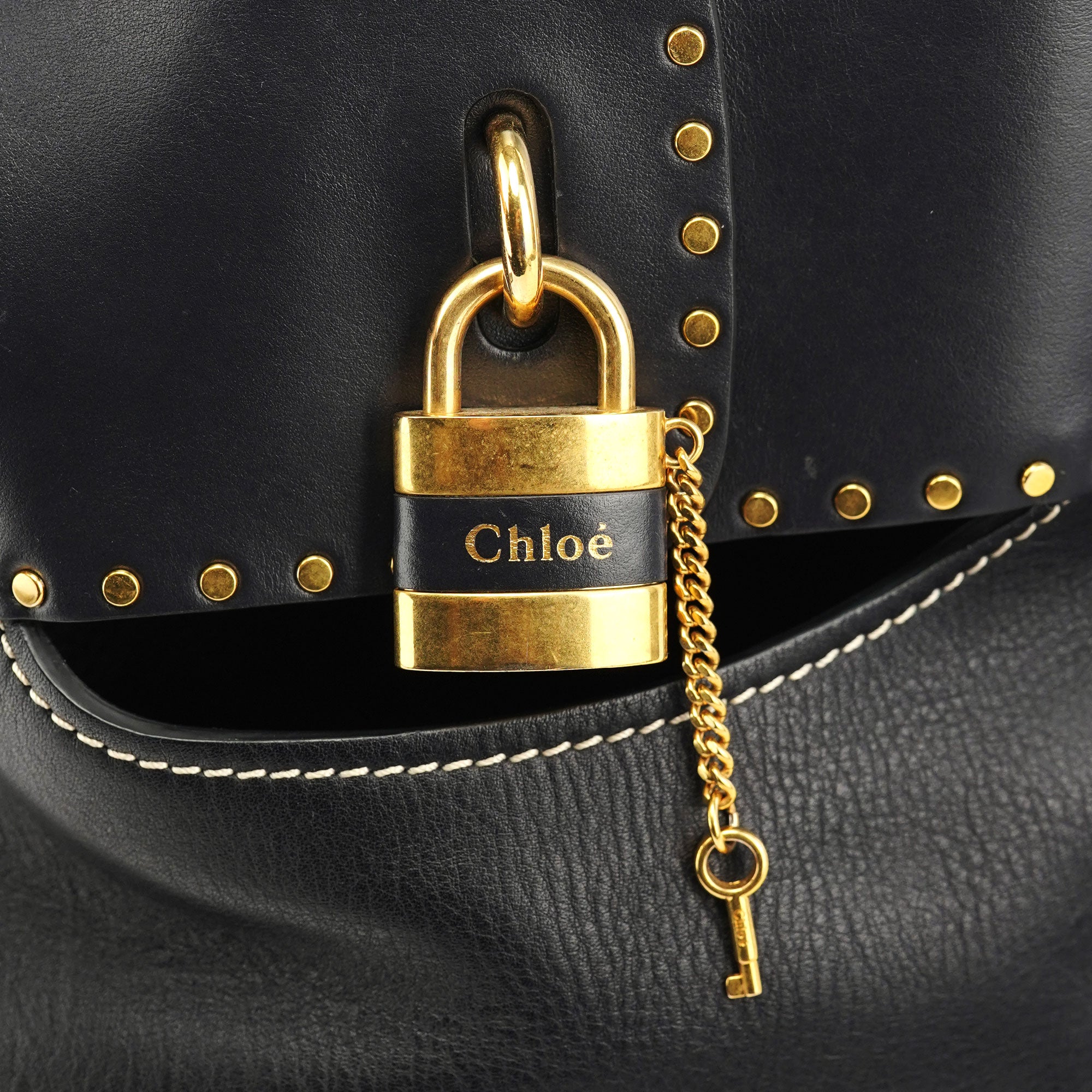 Chloe Navy Blue Lambskin Paddington Shoulder Bag