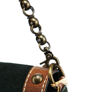 Chloé Navy Brown Suede Chain Shoulder Bag