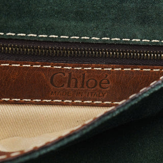 Chloé Navy Brown Suede Chain Shoulder Bag