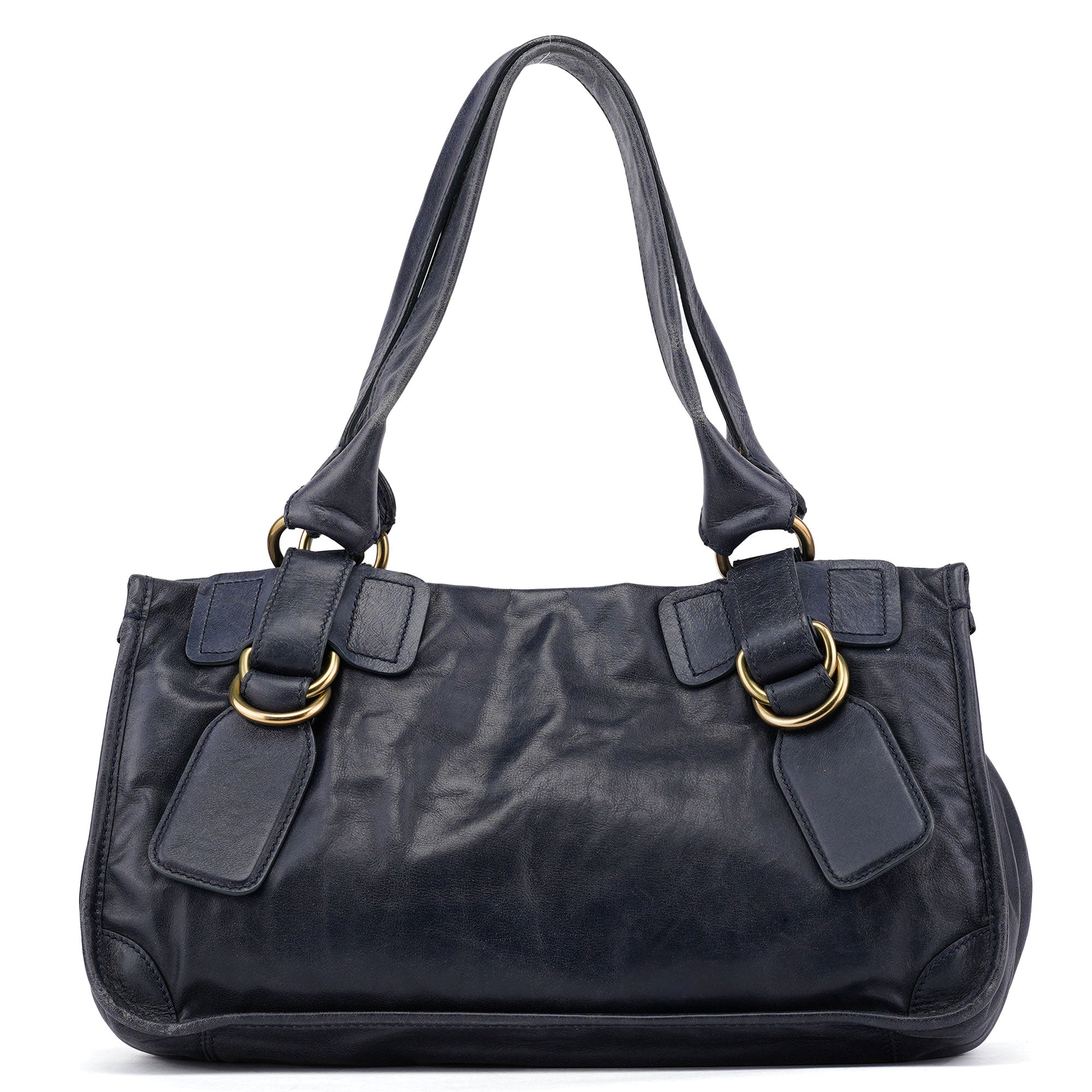 Chloe Navy Calfskin Bay Tote Bag