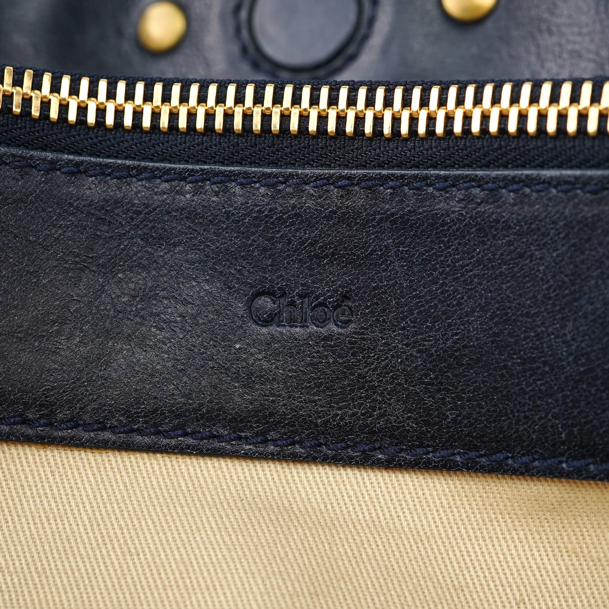 Chloe Navy Calfskin Bay Tote Bag