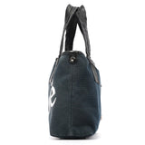 Chloé Navy Canvas Silver Logo Tote Bag