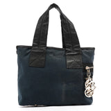 Chloé Navy Canvas Silver Logo Tote Bag
