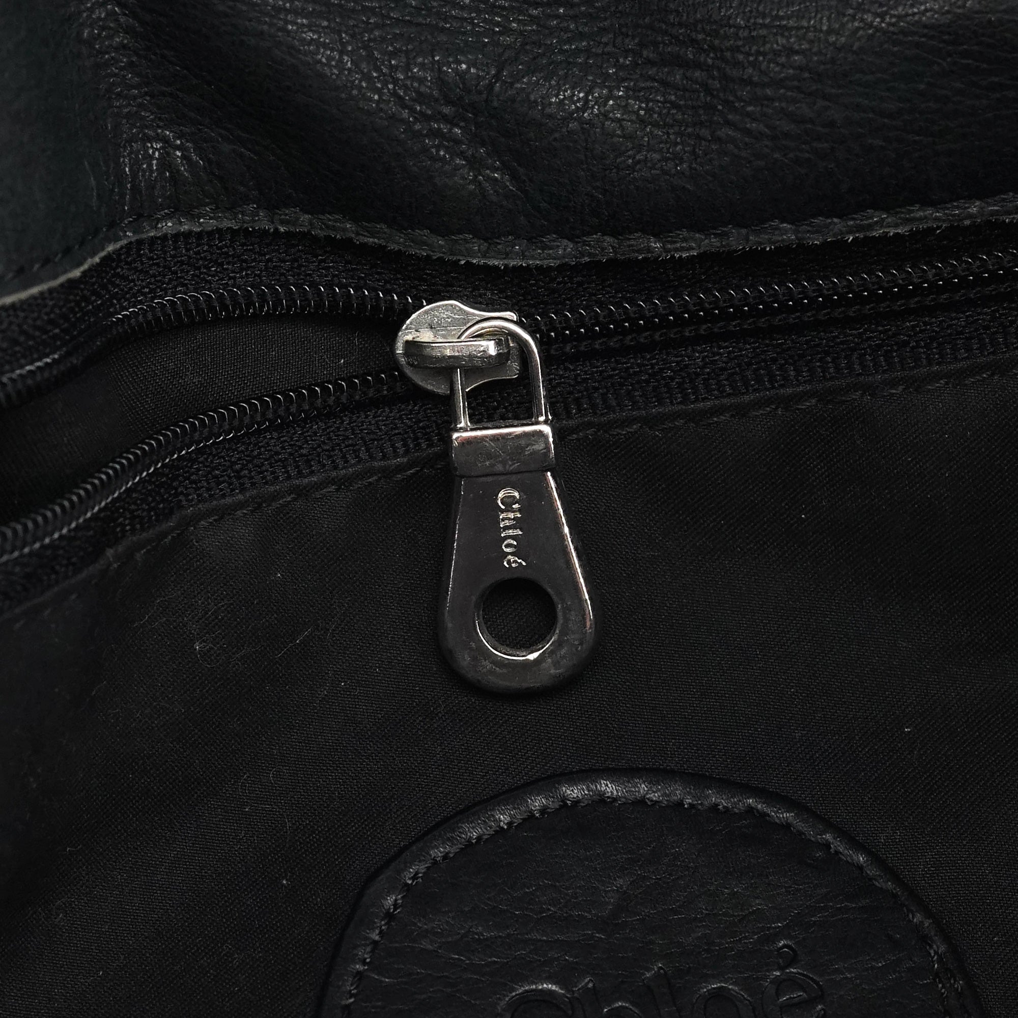 Chloé Navy Canvas Silver Logo Tote Bag