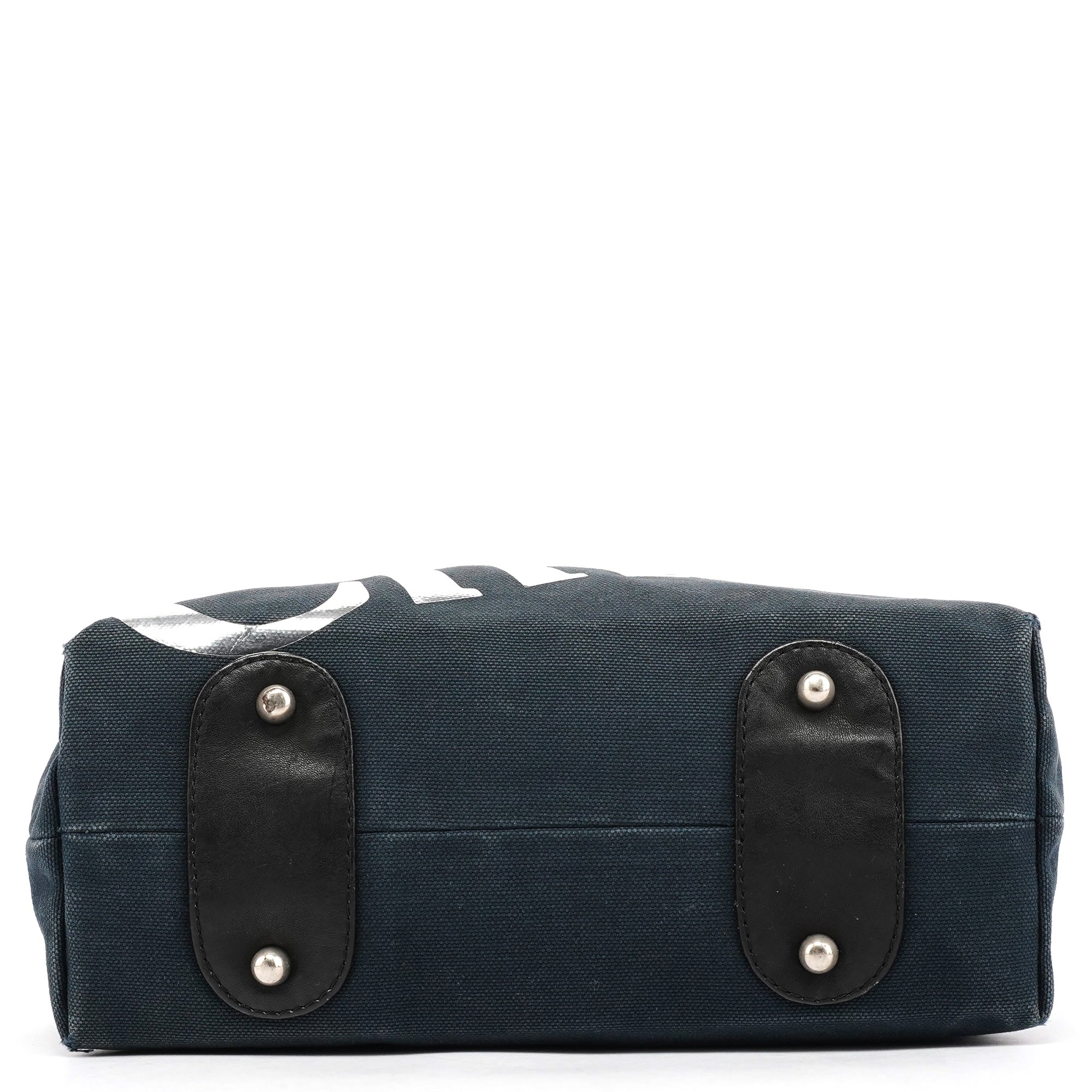 Chloé Navy Canvas Silver Logo Tote Bag