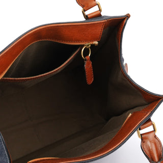 Chloe Navy Denim Logo Tote Bag