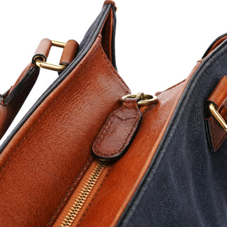 Chloe Navy Denim Logo Tote Bag