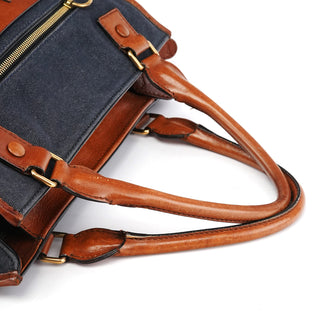 Chloe Navy Denim Logo Tote Bag