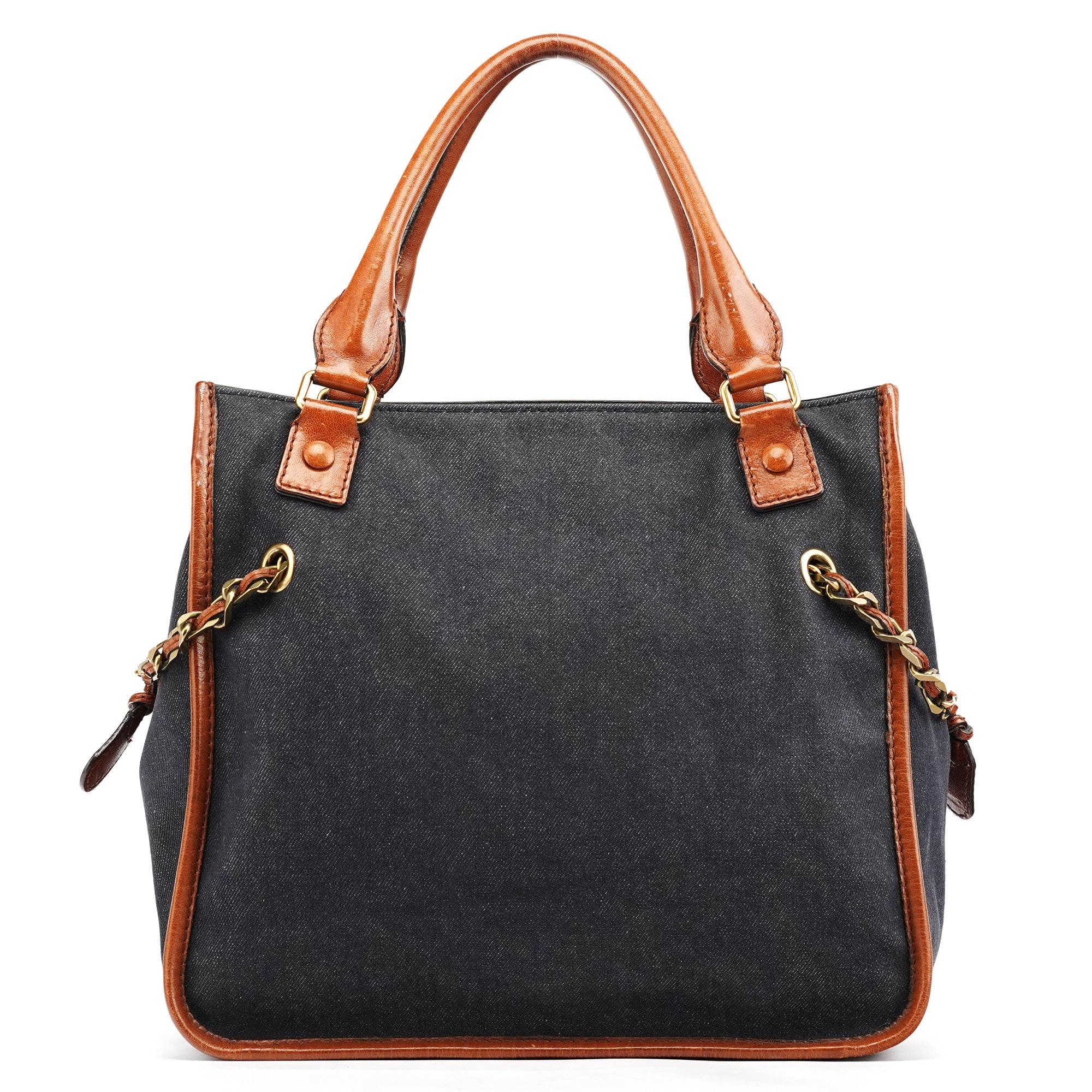Chloé Sac cabas logo en denim bleu marine