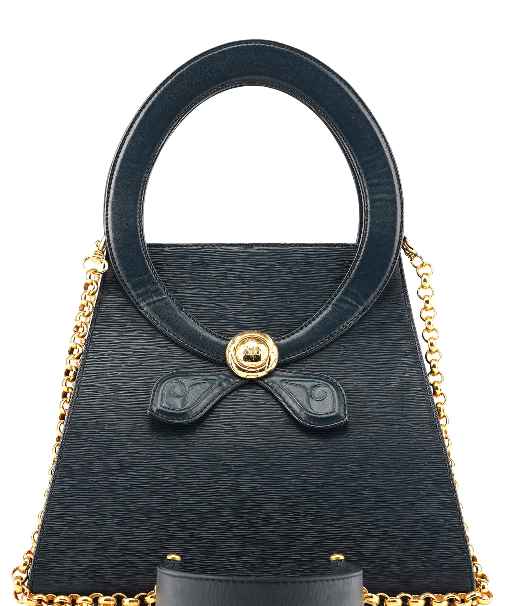 Chloe Navy Epi Leather Ribbon Top Handle 2-Way Bag