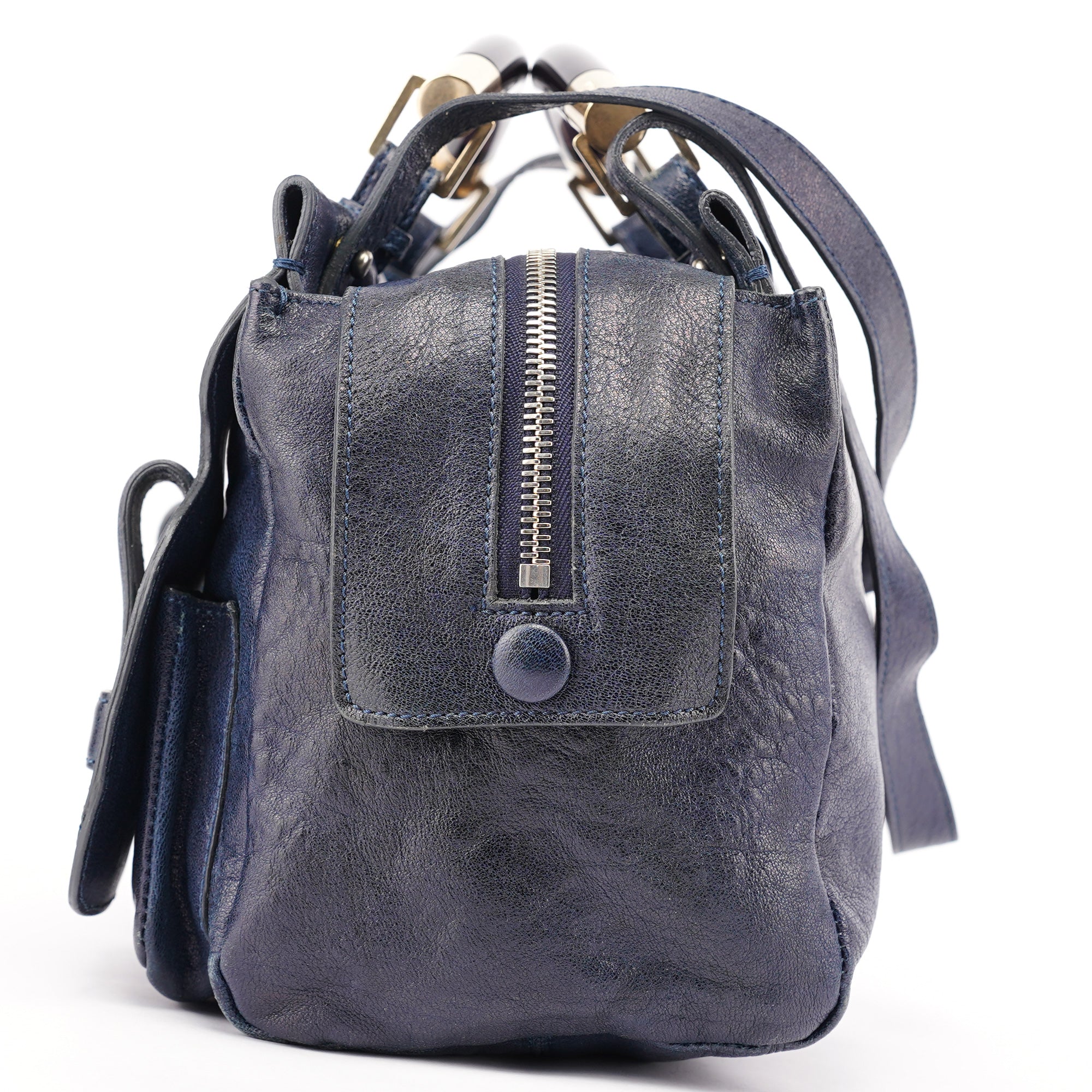 Chloé Navy Lambskin 2-Way Tote Bag