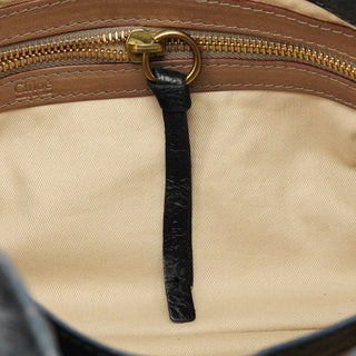 Chloe Navy Leather Bay Shoulder Bag
