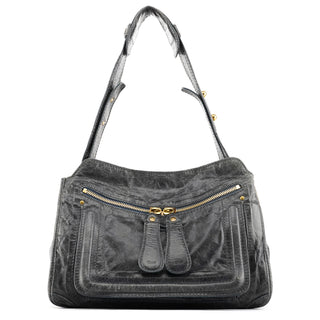 Chloe Navy Leather Bay Shoulder Bag
