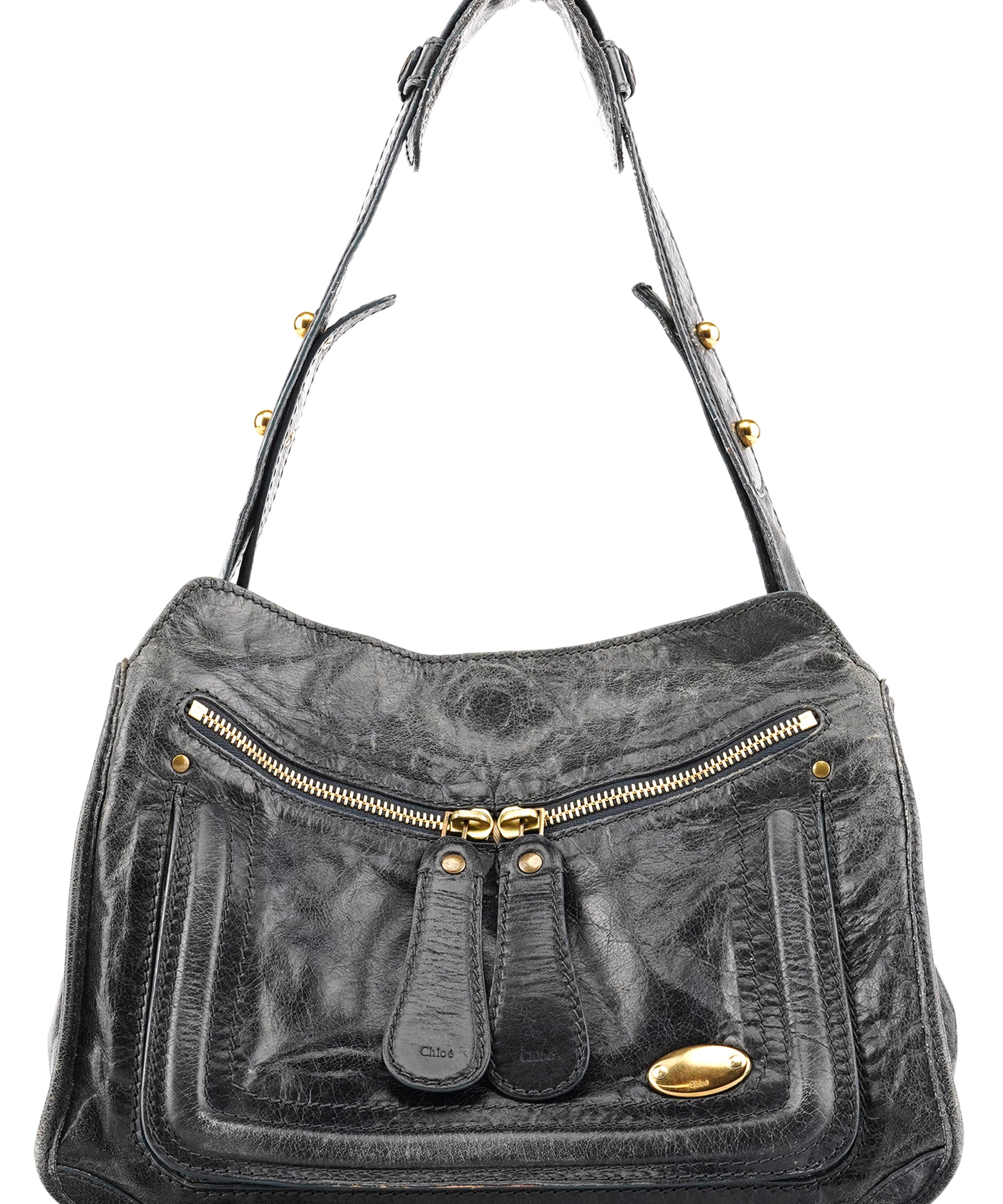 Chloe Navy Leather Bay Shoulder Bag