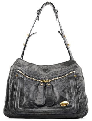 Chloe Navy Leather Bay Shoulder Bag