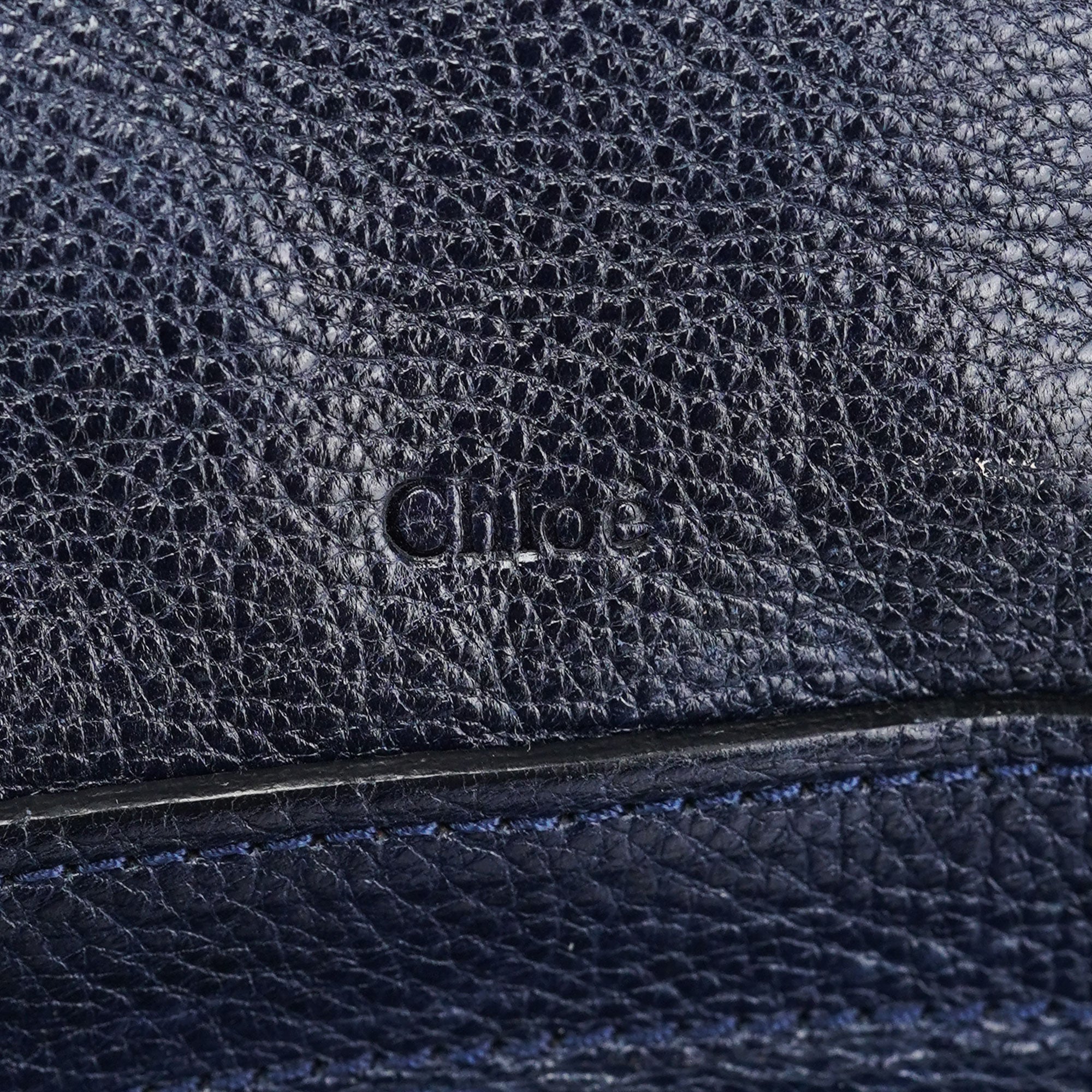 Chloé Sac bandoulière deux portés Paraty en cuir bleu marine