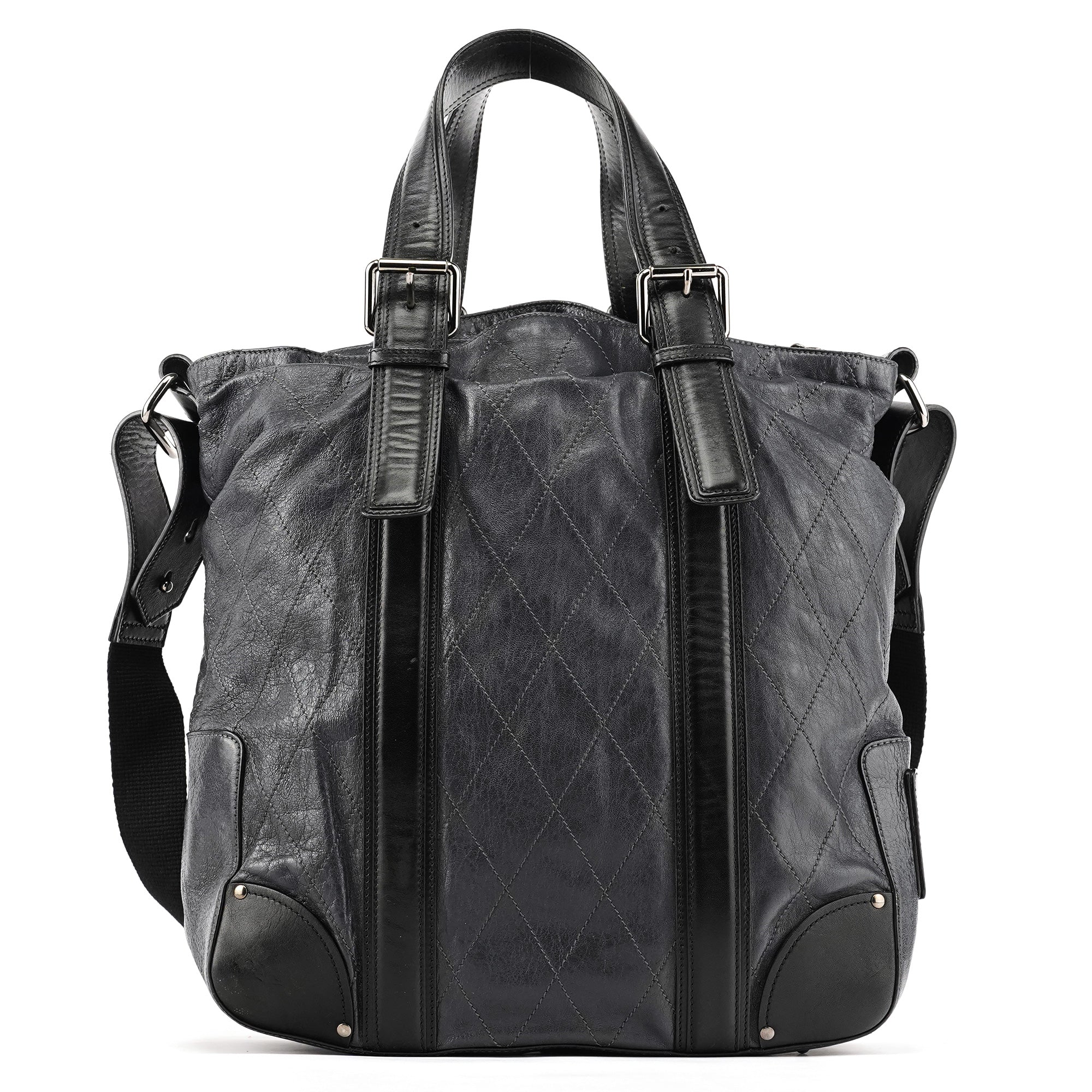 Chloé 2-Way Tote Bag aus marineblauem gestepptem Leder