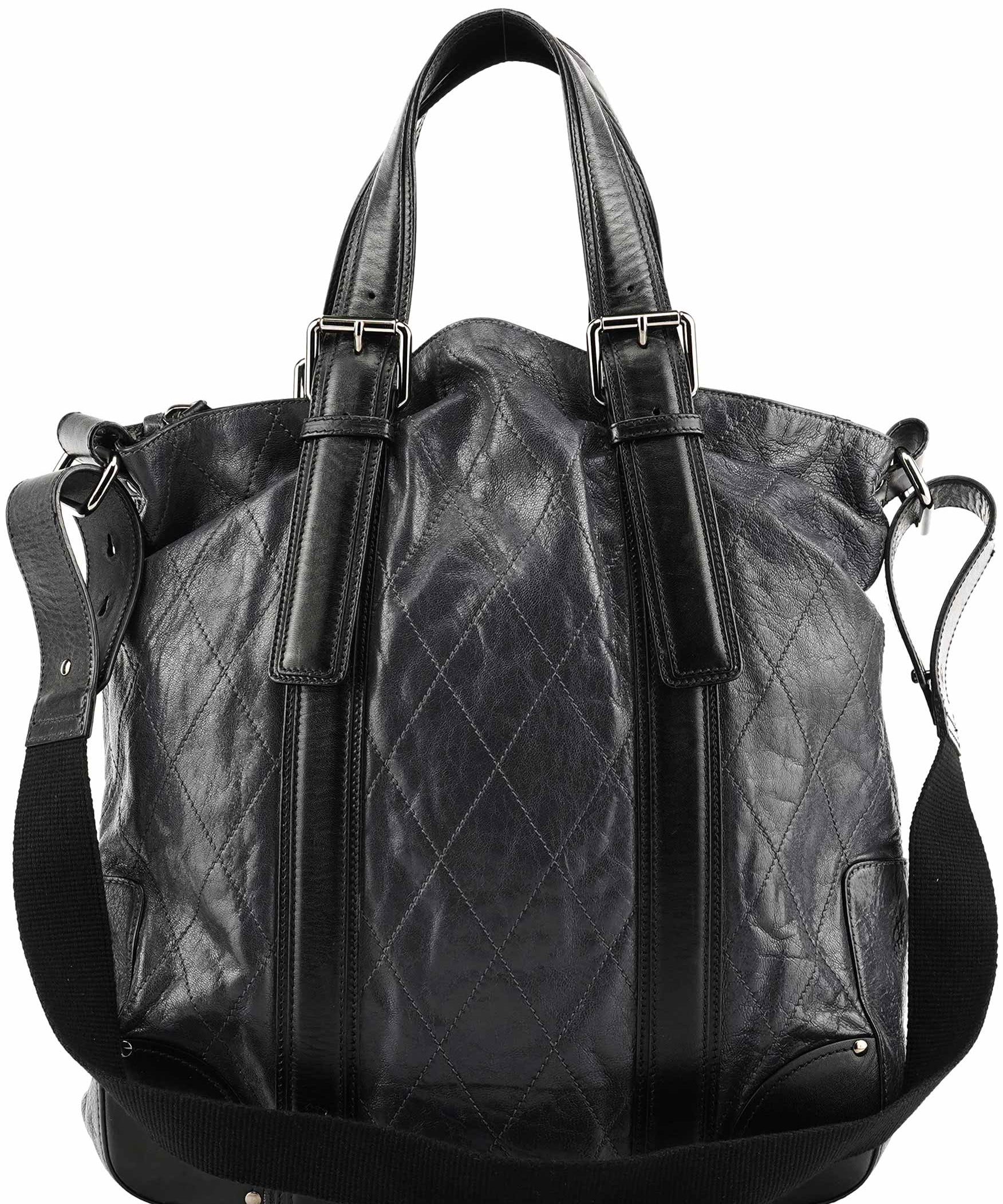 Chloe Navy Leather Quilted 2-Way Tote Bag