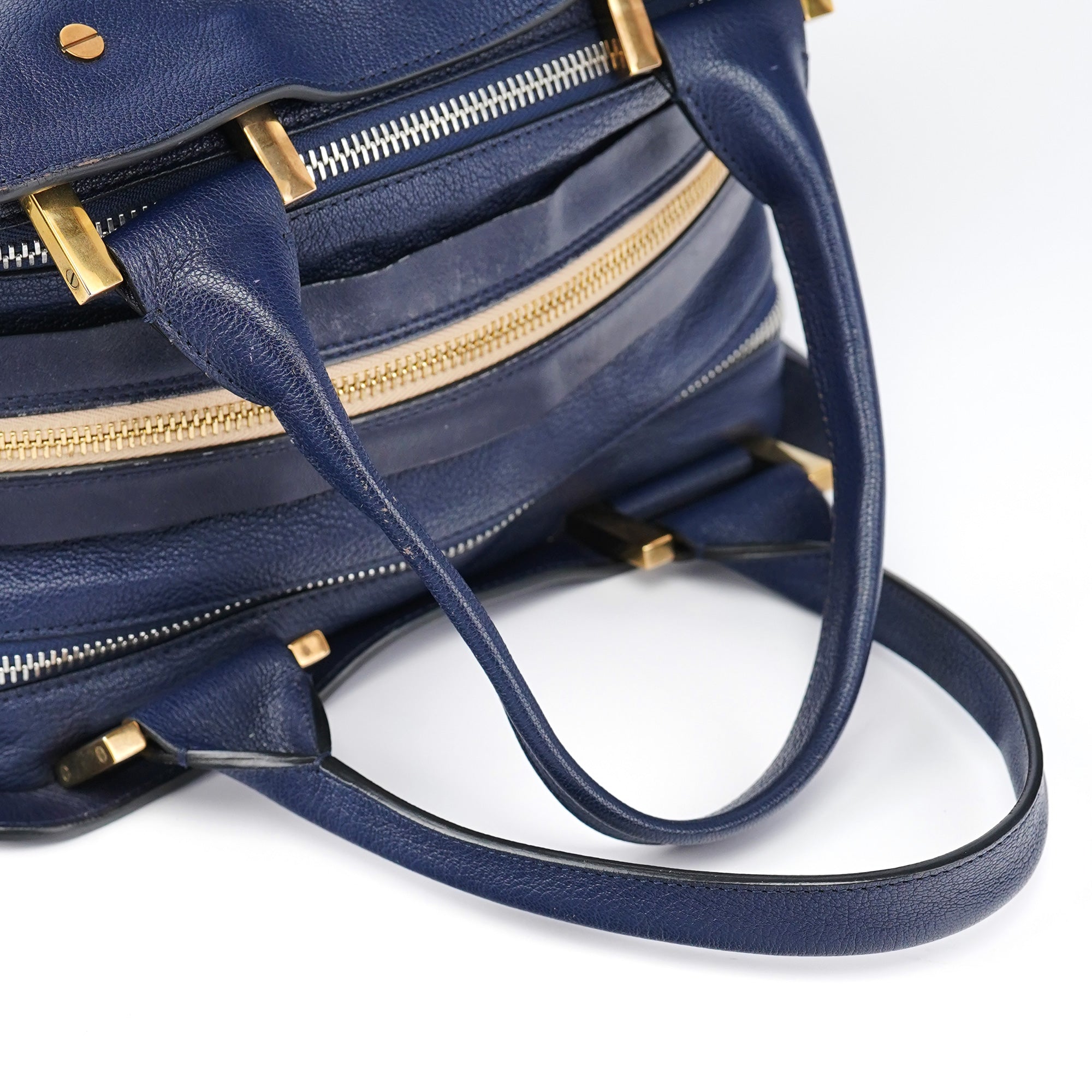 Chloe Navy Leather Tote Bag