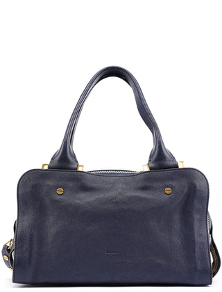 Chloe Navy Leather Tote Bag