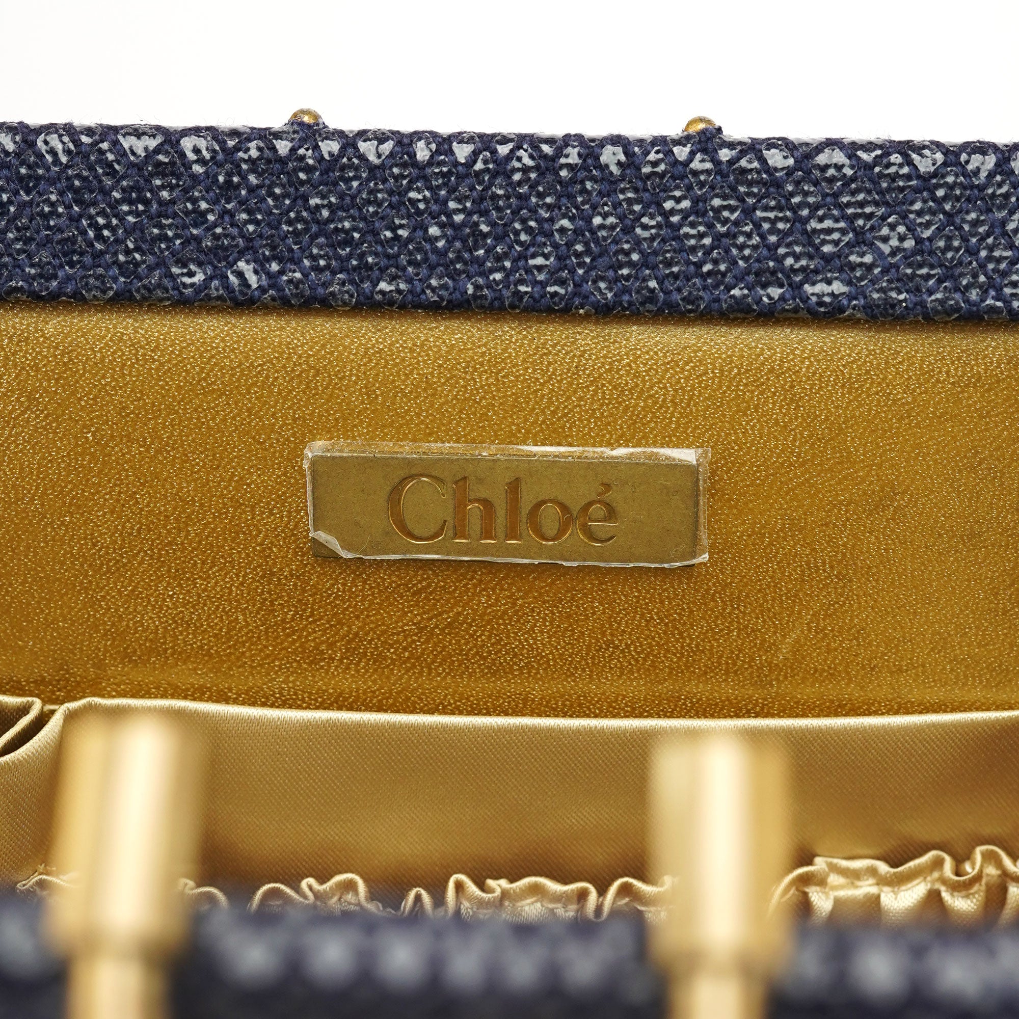 Chloé Navy Lizard Embossed Mini Handbag