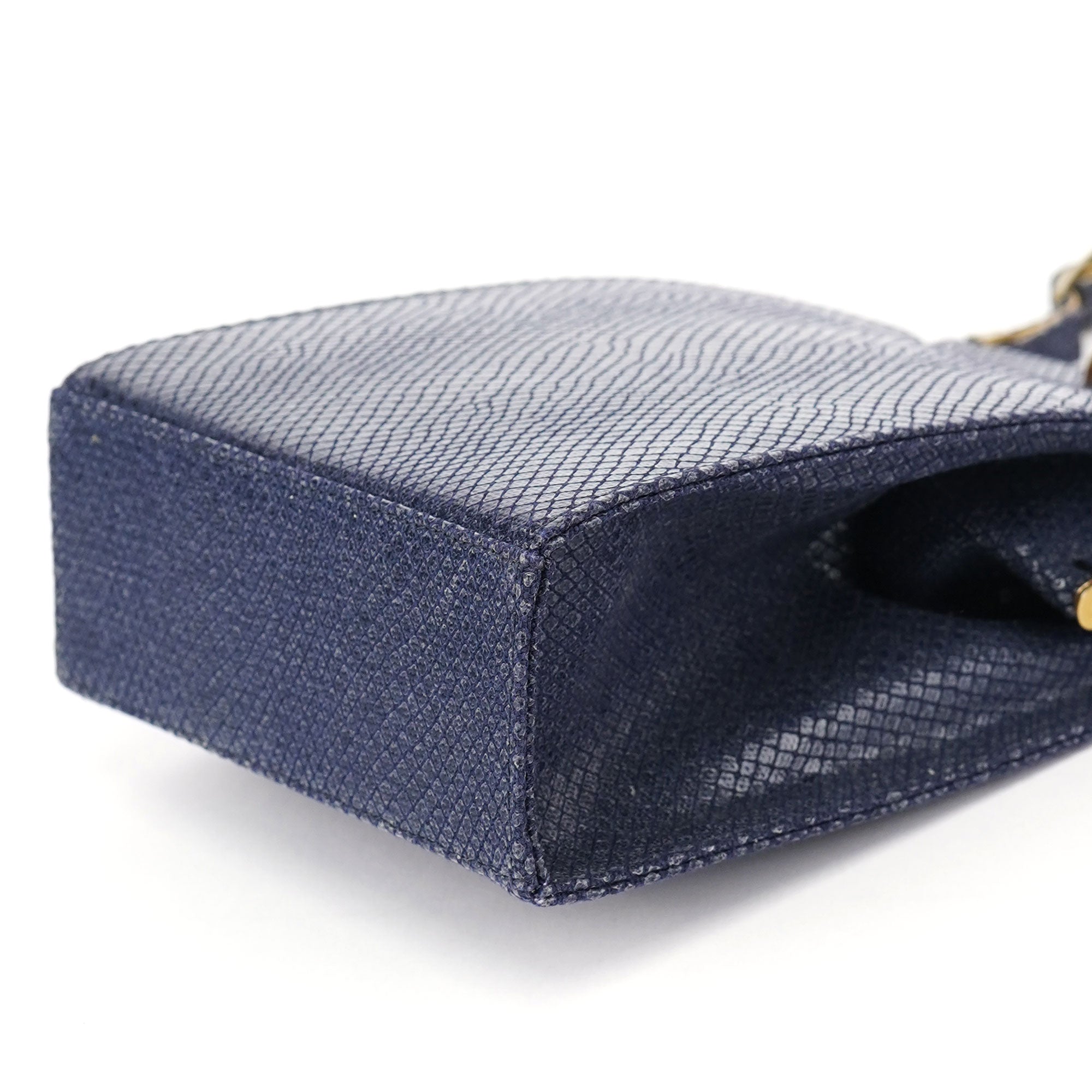 Chloé Navy Lizard Embossed Mini Handbag
