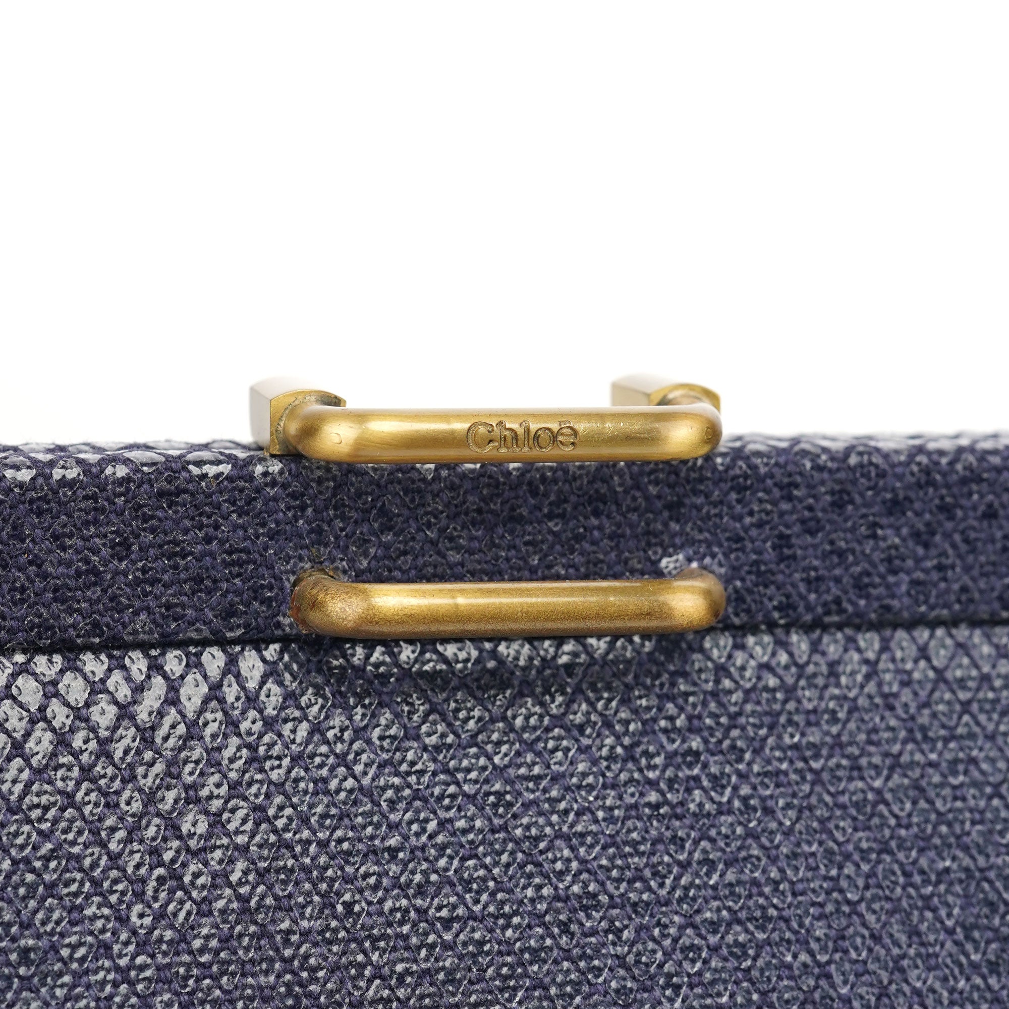 Chloé Navy Lizard Embossed Mini Handbag
