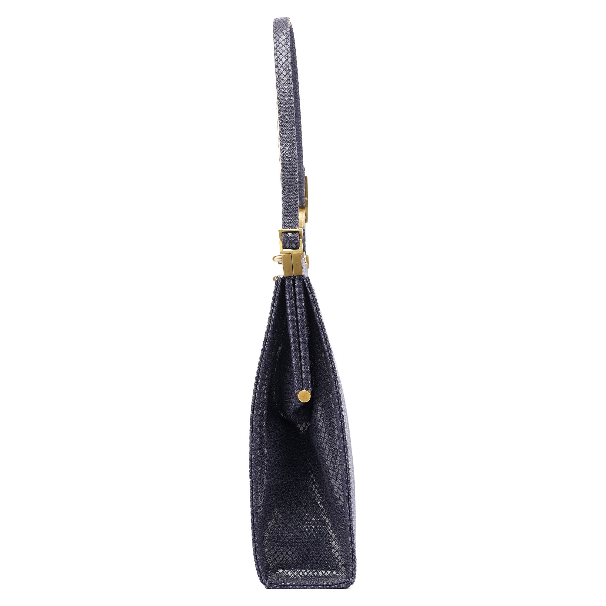 Chloé Navy Lizard Embossed Mini Handbag